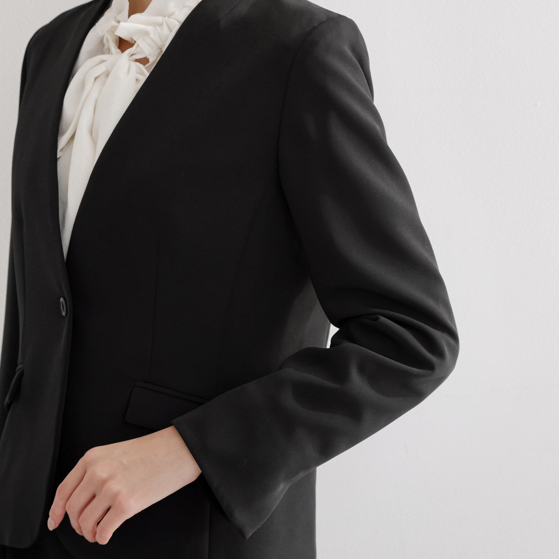 THE SHOP TK「【通勤・セレモニー】ダブルクロス ノーカラージャケット/セットアップ可」|ノーカラージャケット|