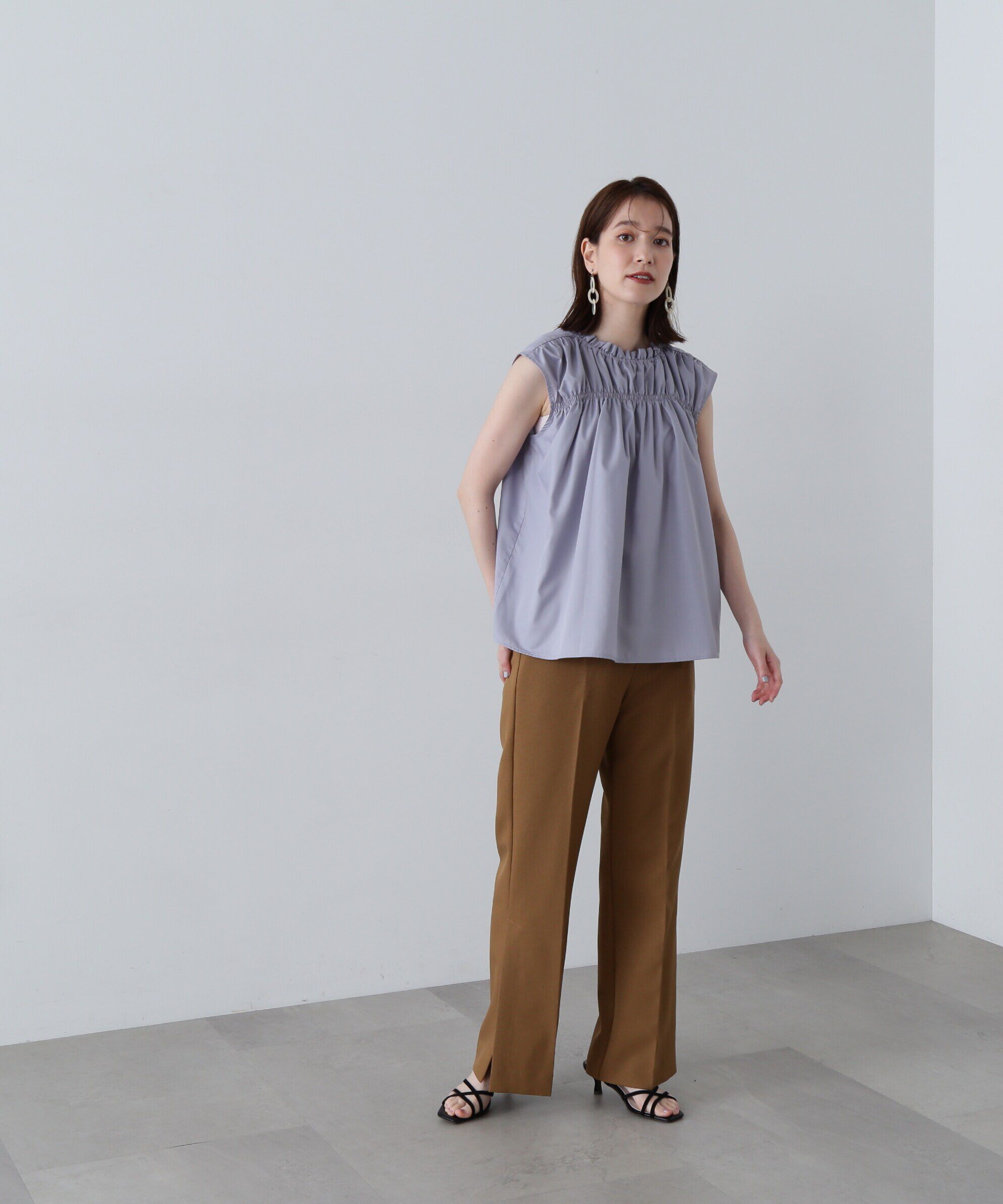  「サイドベントフレアパンツ《S Size Line》」|その他|ブラウン