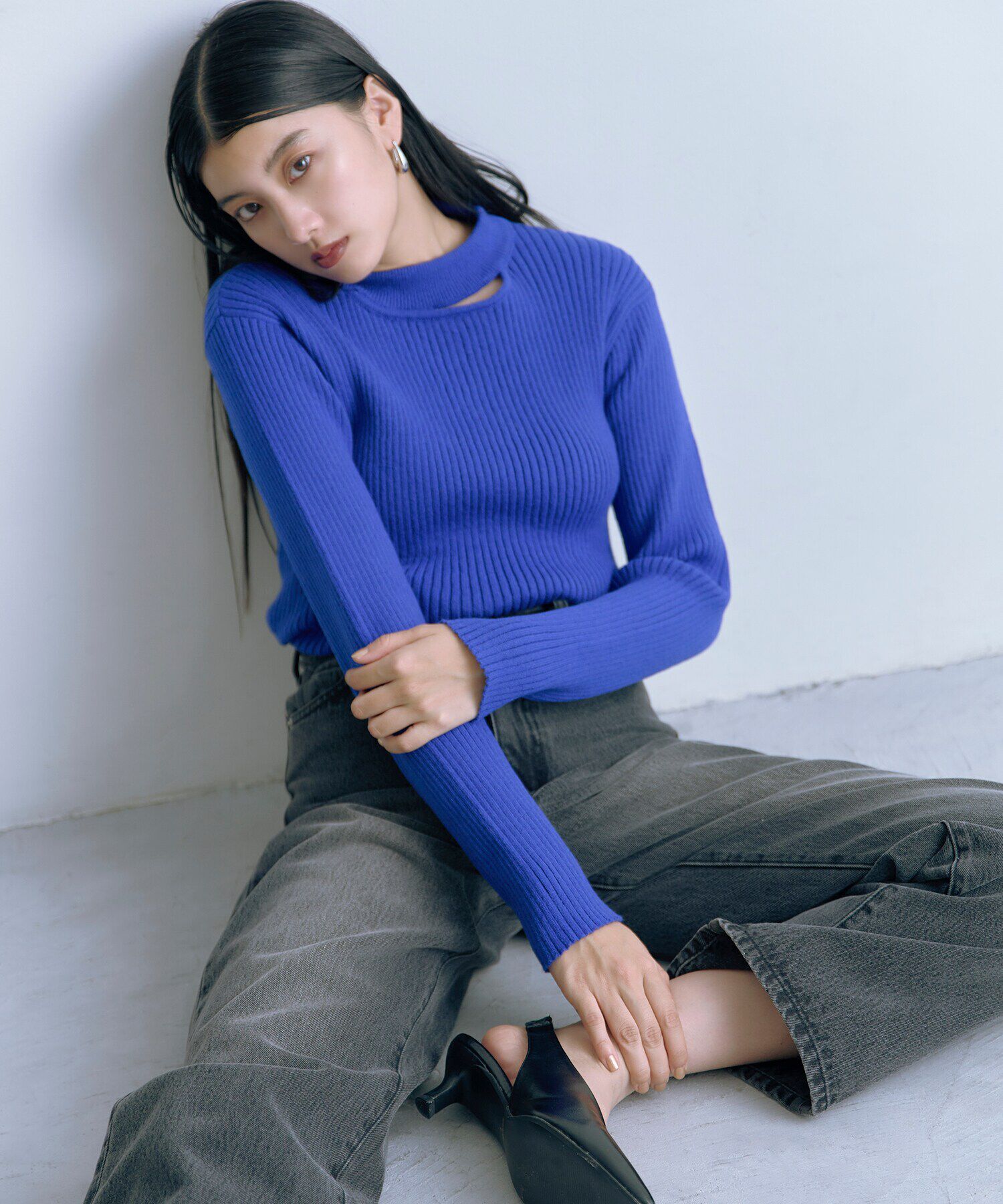  「ハイウエストストレートデニムパンツ《S Size Line》」|その他|ブラック