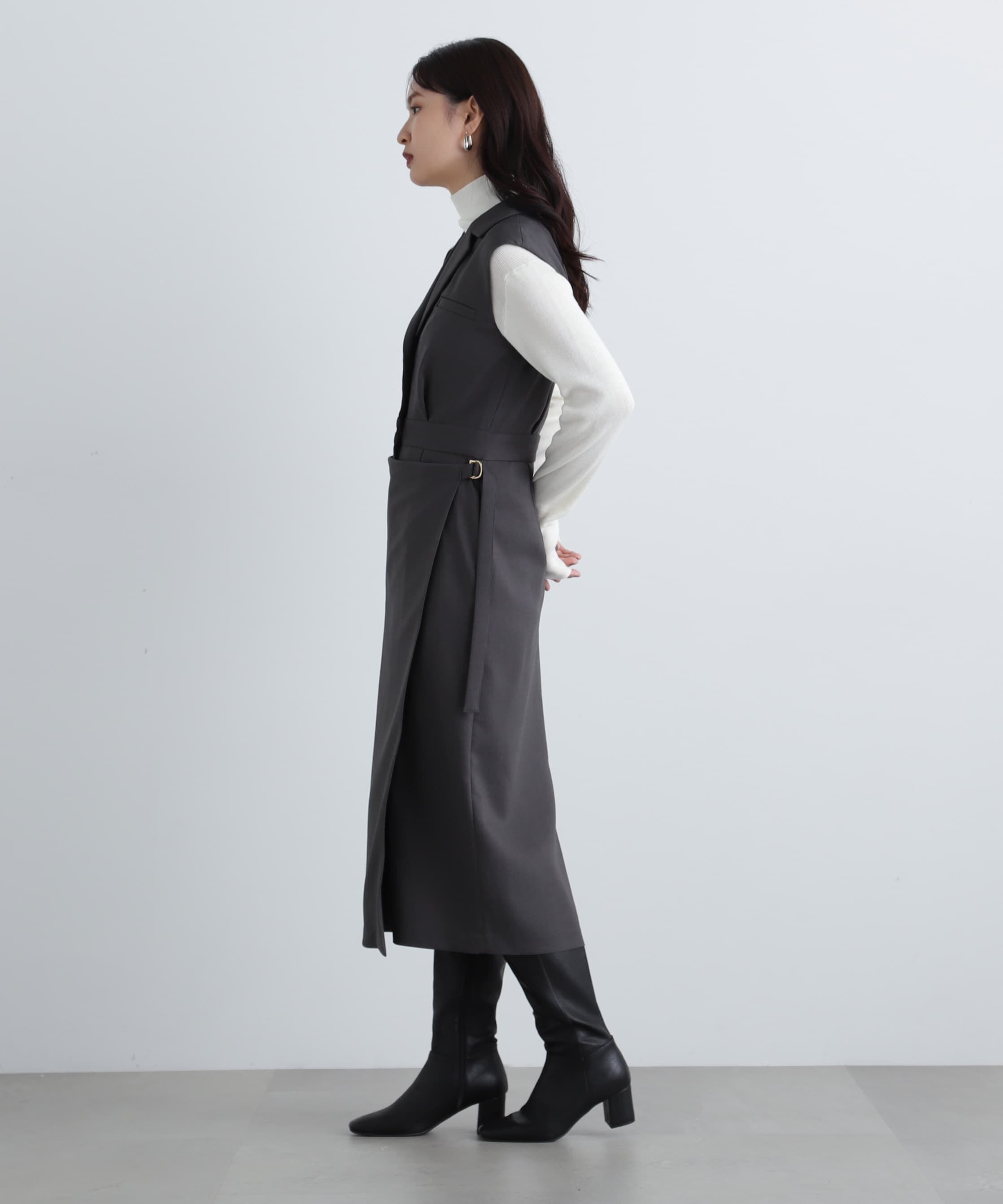  「ラップ風テイラードジャンパースカート」|ワンピース|