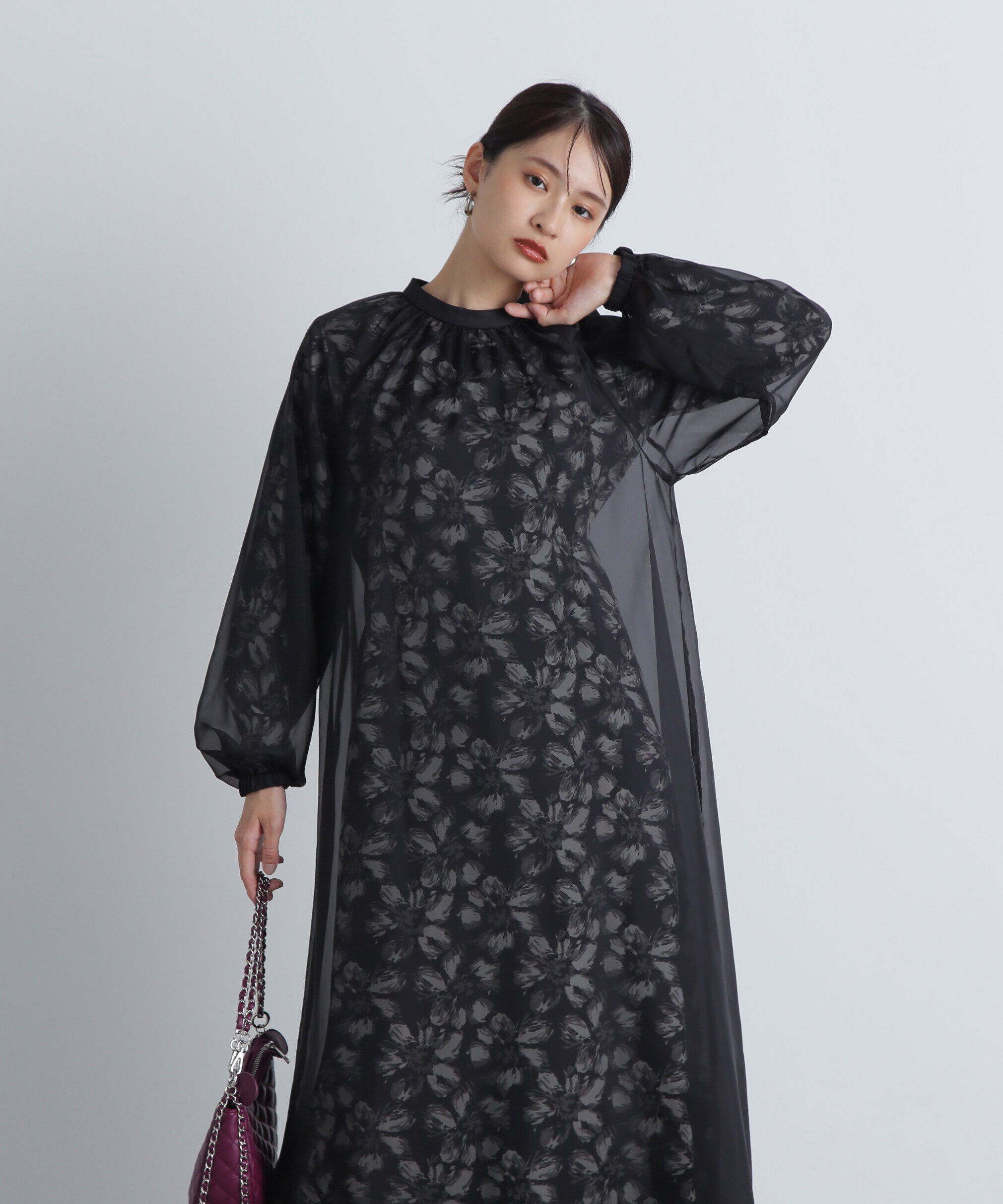  「シアーレイヤードプリントワンピース」|ワンピース|