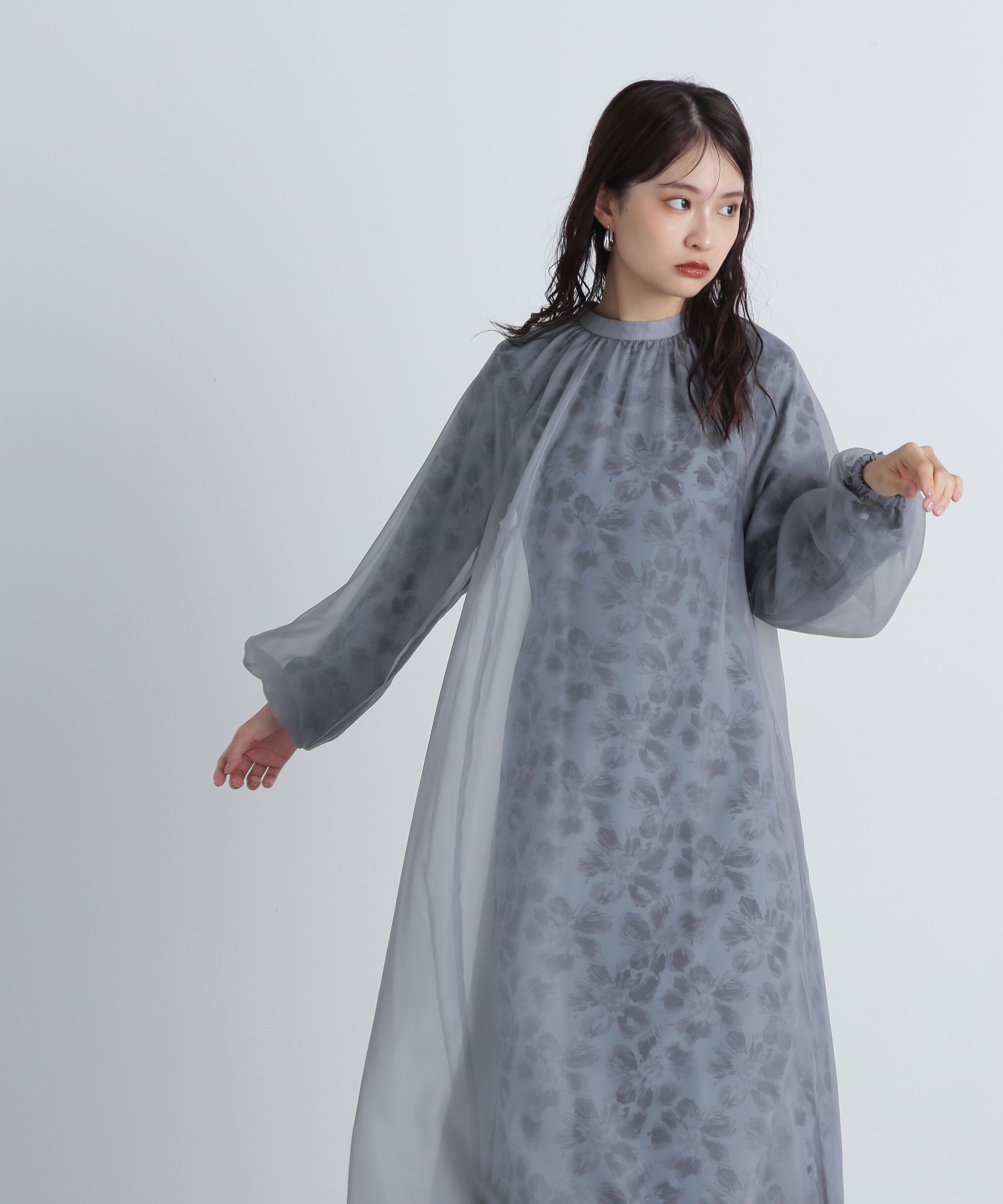  「シアーレイヤードプリントワンピース」|ワンピース|