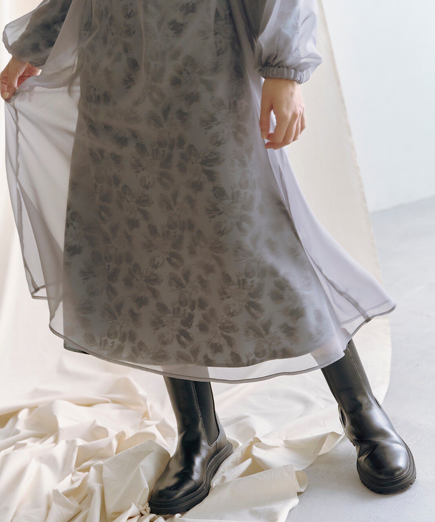  「シアーレイヤードプリントワンピース」|ワンピース|