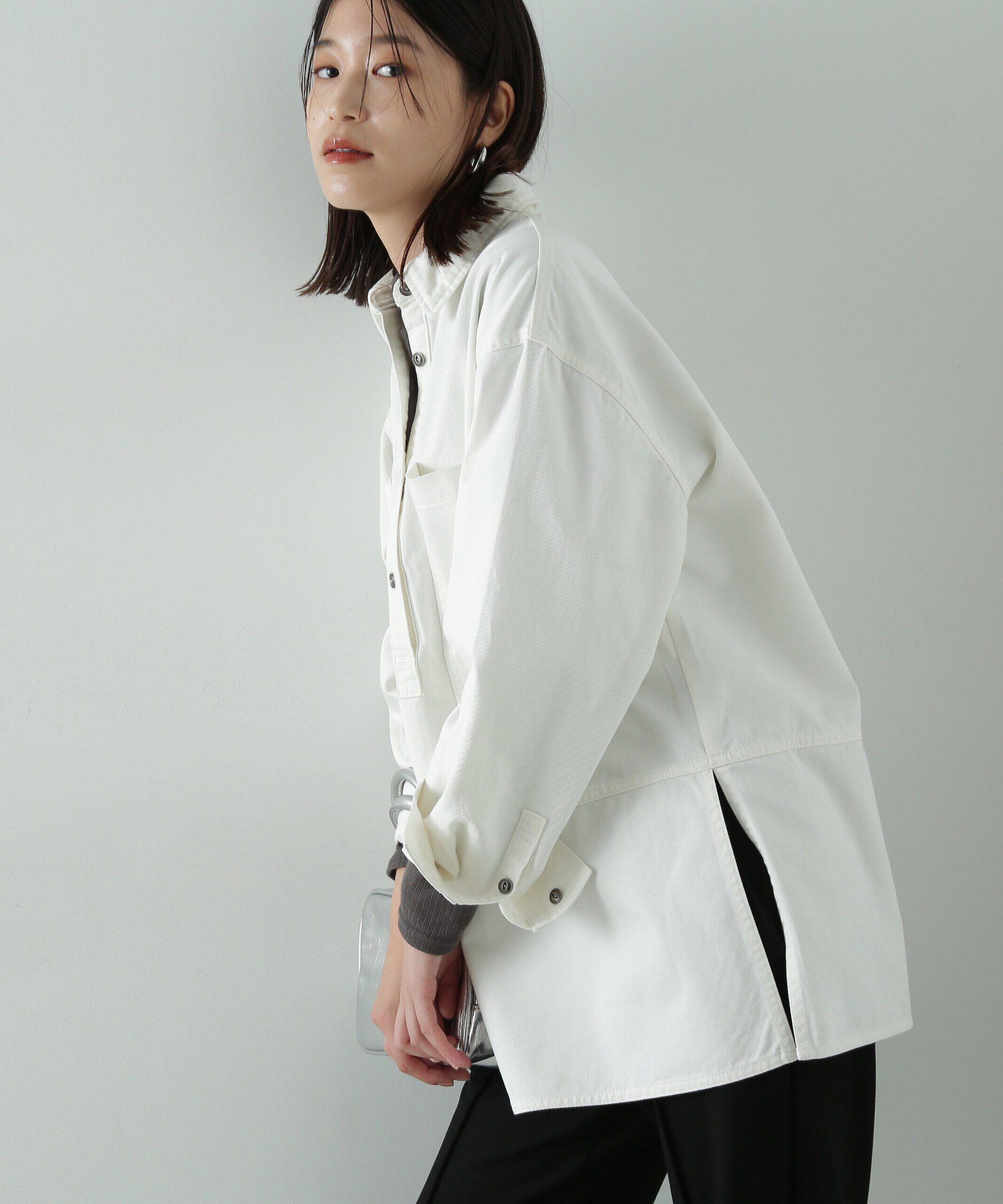  「サイドスリットオーバーサイズシャツ」|シャツ・ブラウス|