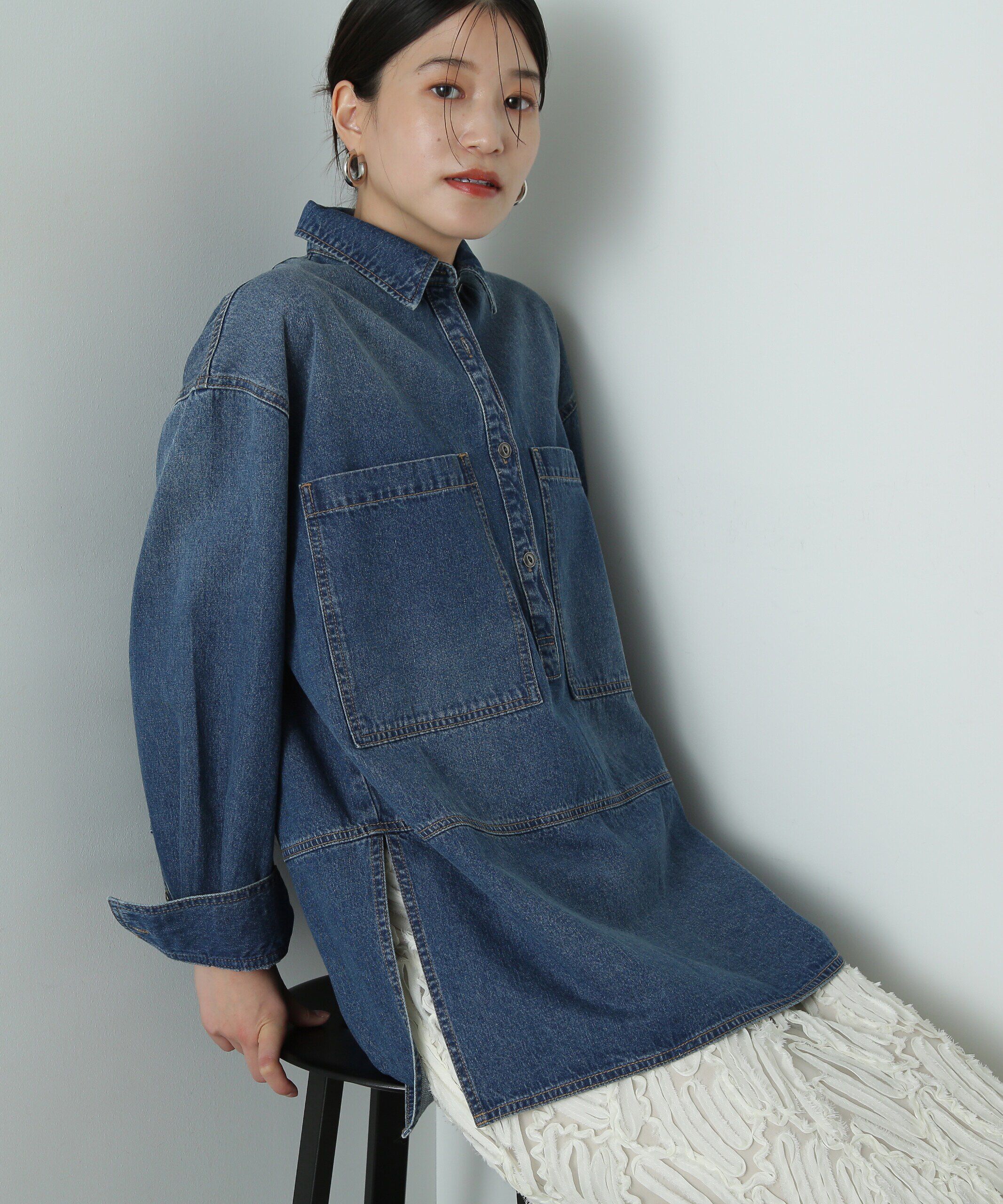  「サイドスリットオーバーサイズシャツ」|シャツ・ブラウス|