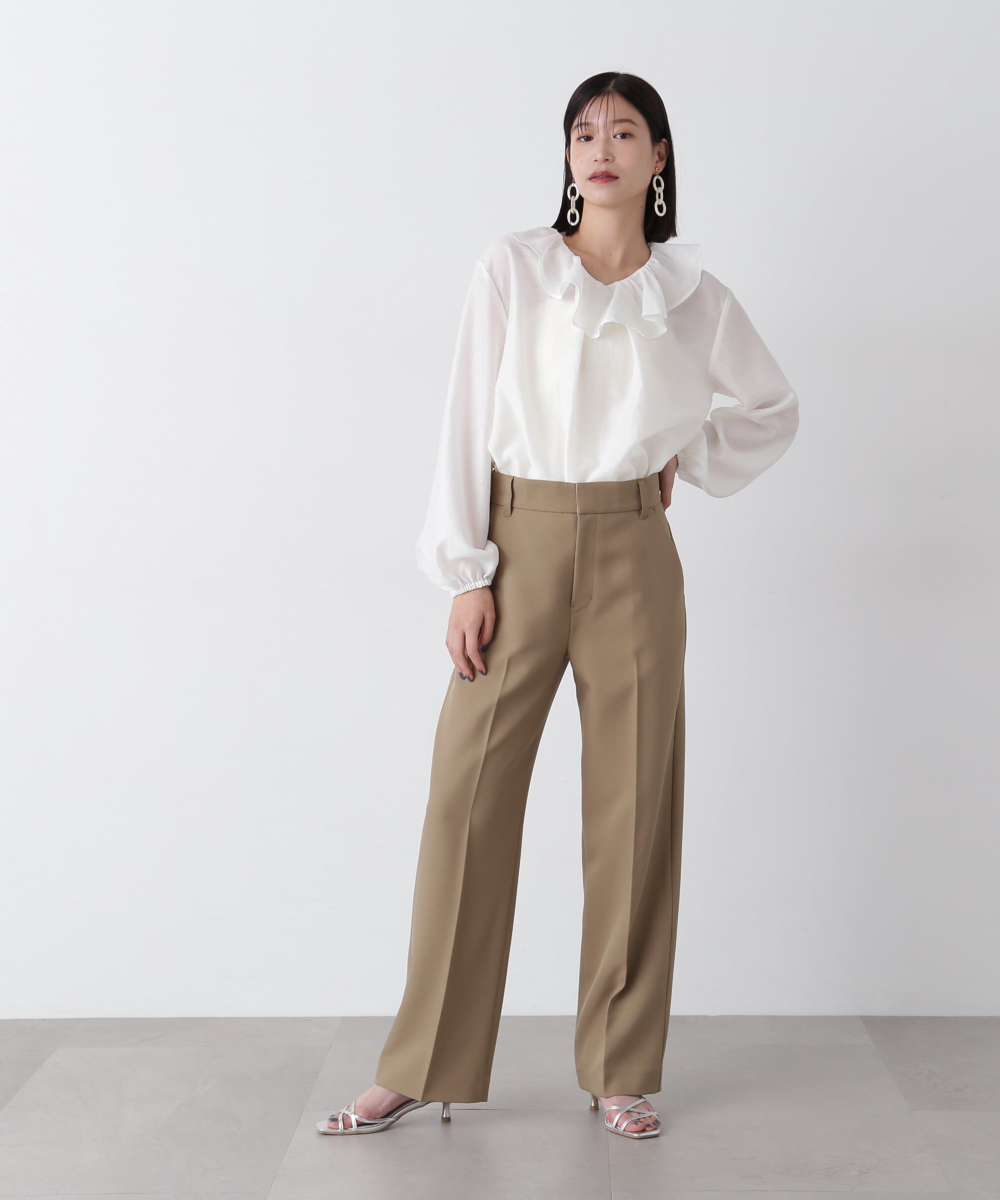  「ラッフルネックブラウス」|シャツ・ブラウス|