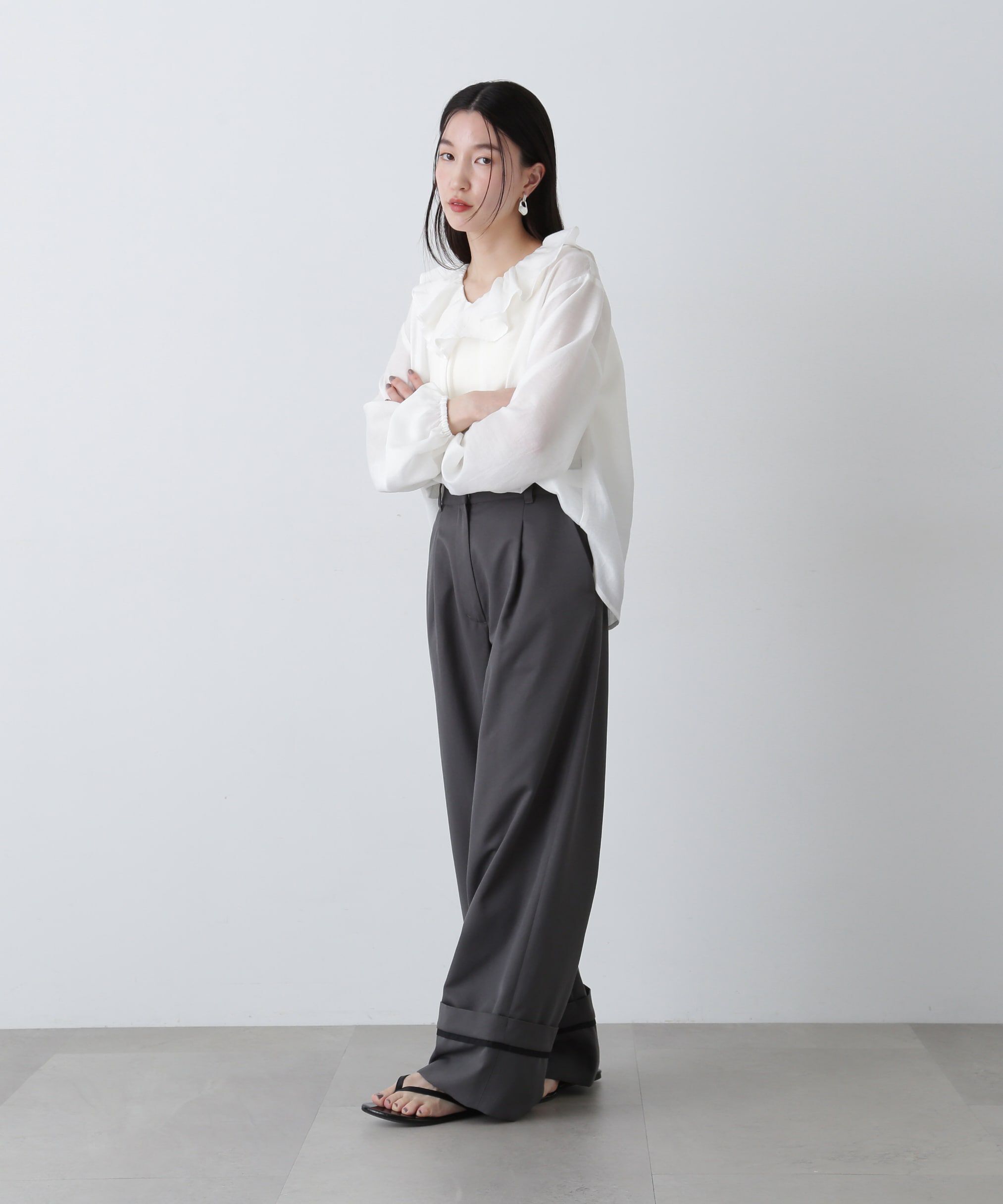  「ラッフルネックブラウス」|シャツ・ブラウス|