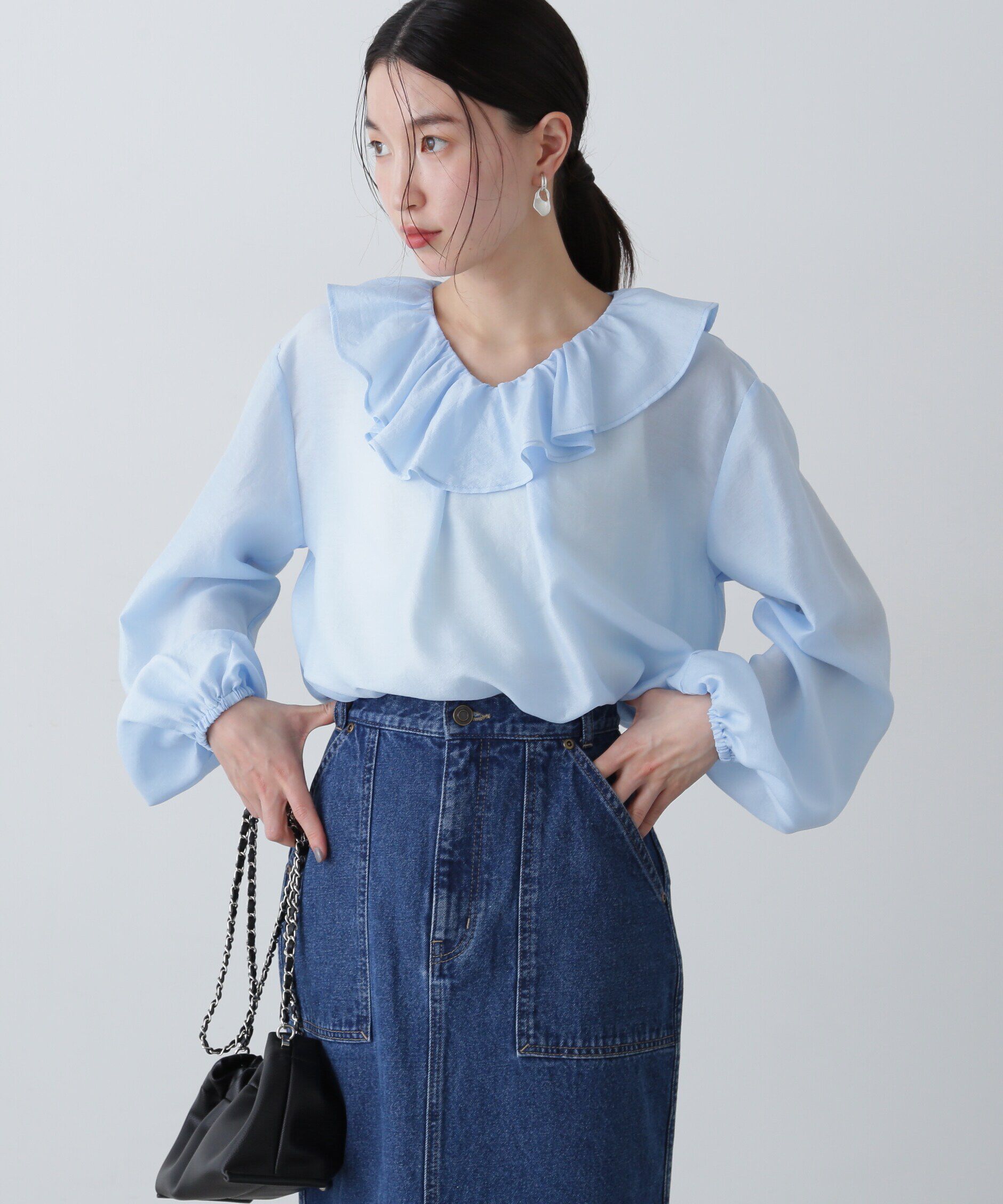  「ラッフルネックブラウス」|シャツ・ブラウス|