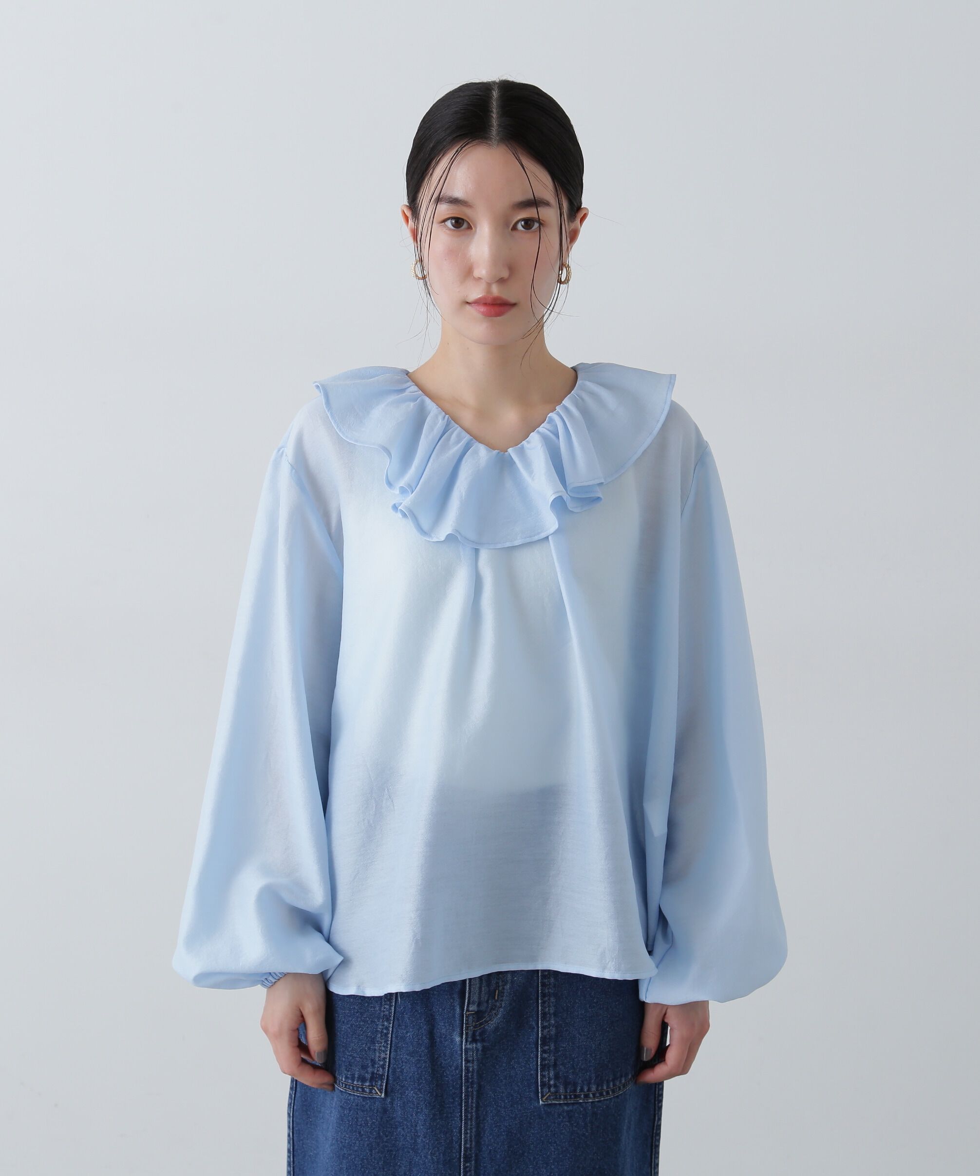  「ラッフルネックブラウス」|シャツ・ブラウス|