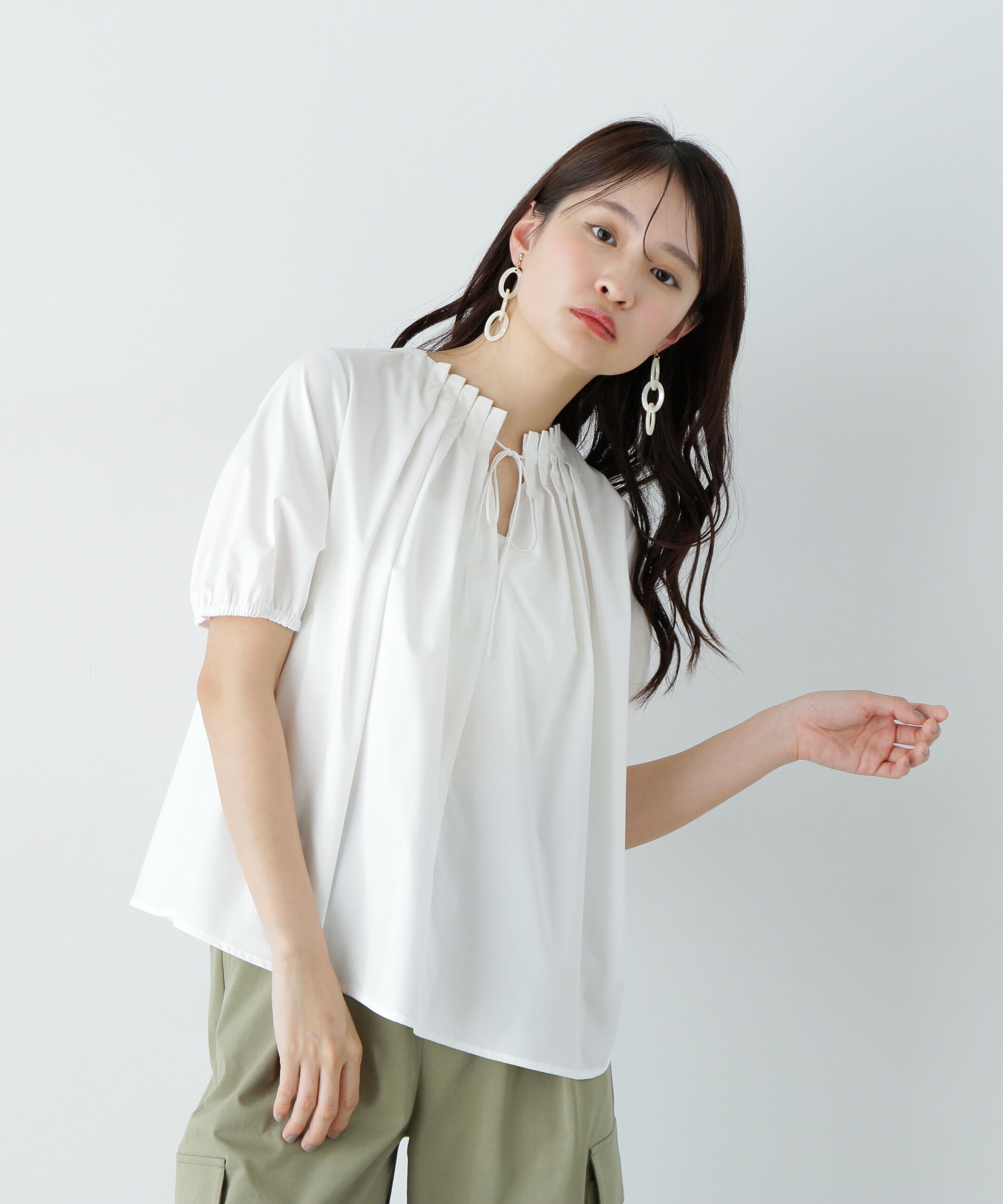  「タックカラーリボンブラウス」|シャツ・ブラウス|