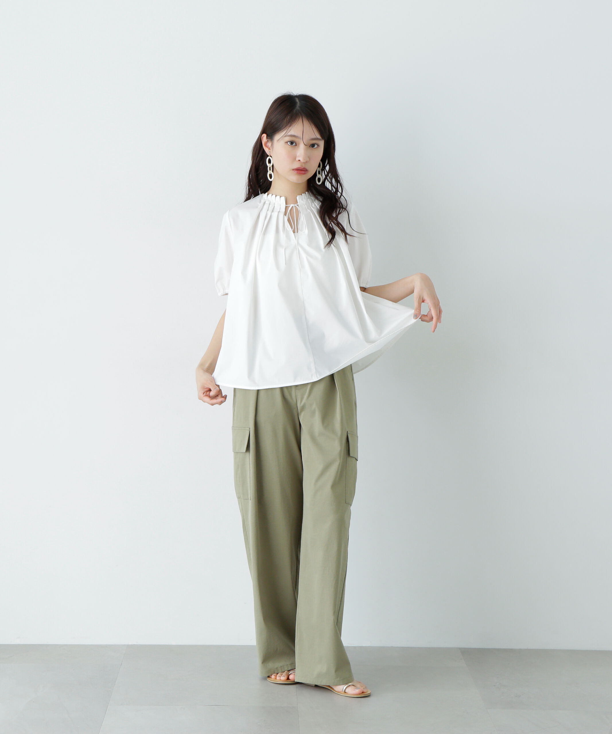  「タックカラーリボンブラウス」|シャツ・ブラウス|