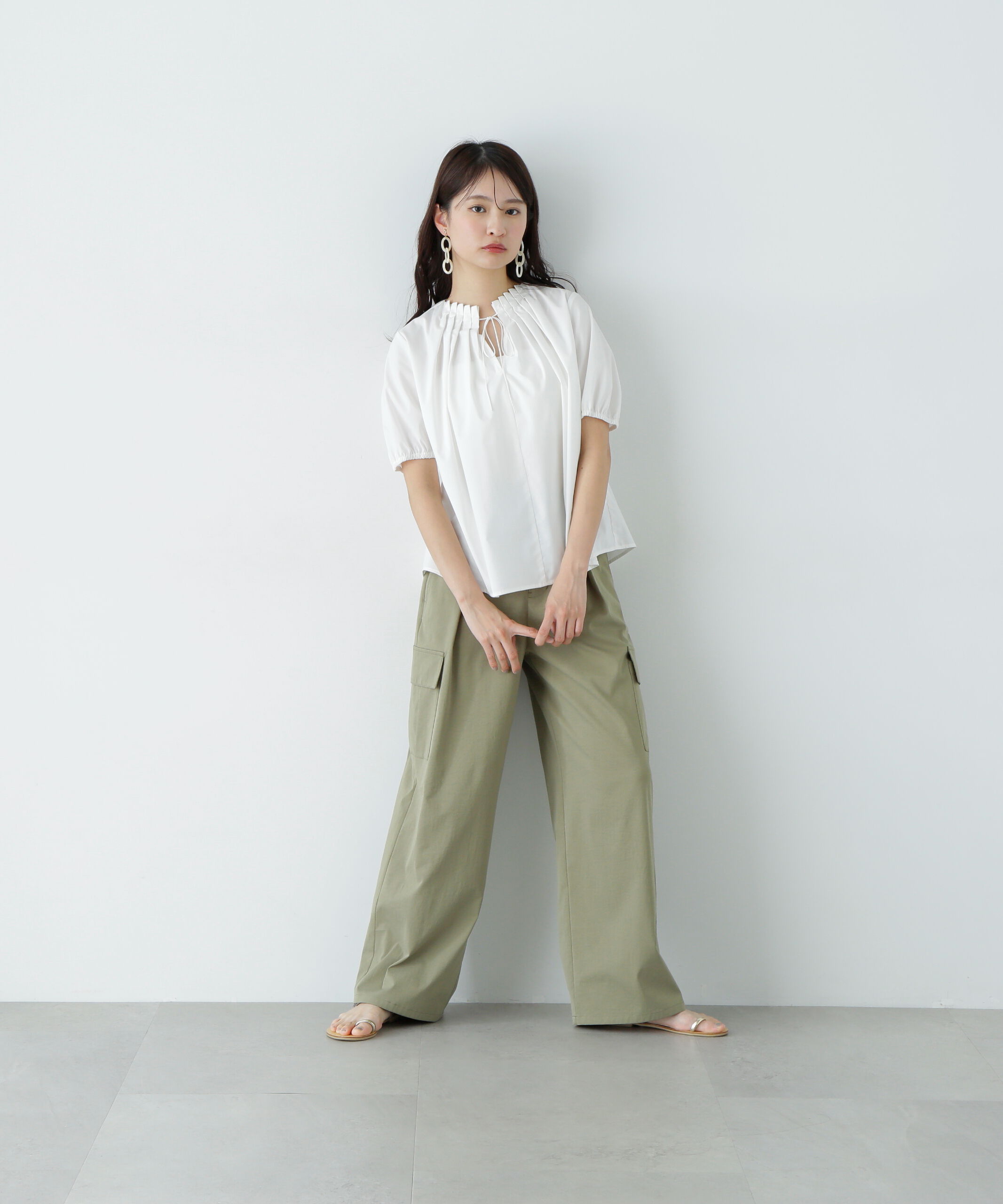  「タックカラーリボンブラウス」|シャツ・ブラウス|