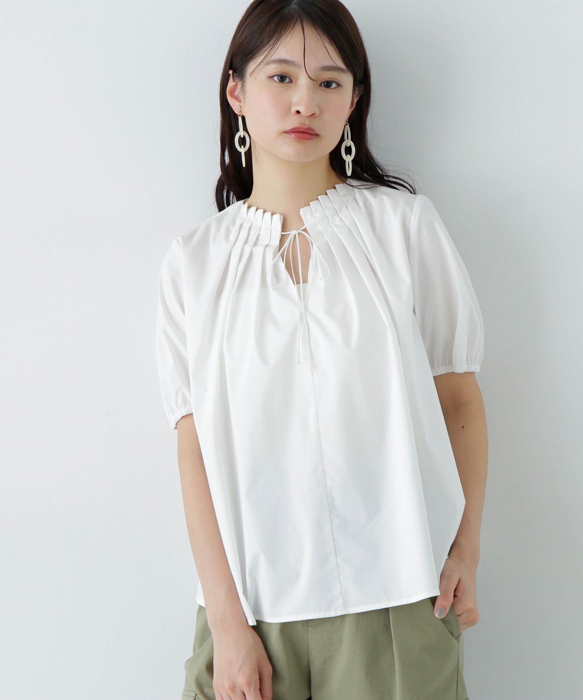  「タックカラーリボンブラウス」|シャツ・ブラウス|