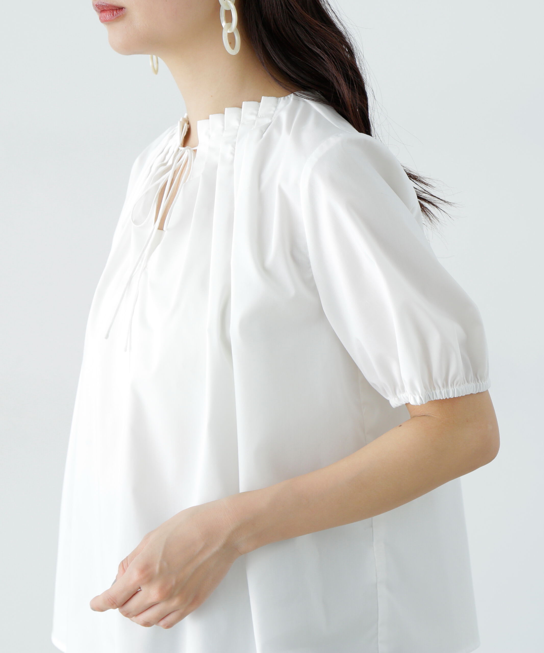  「タックカラーリボンブラウス」|シャツ・ブラウス|