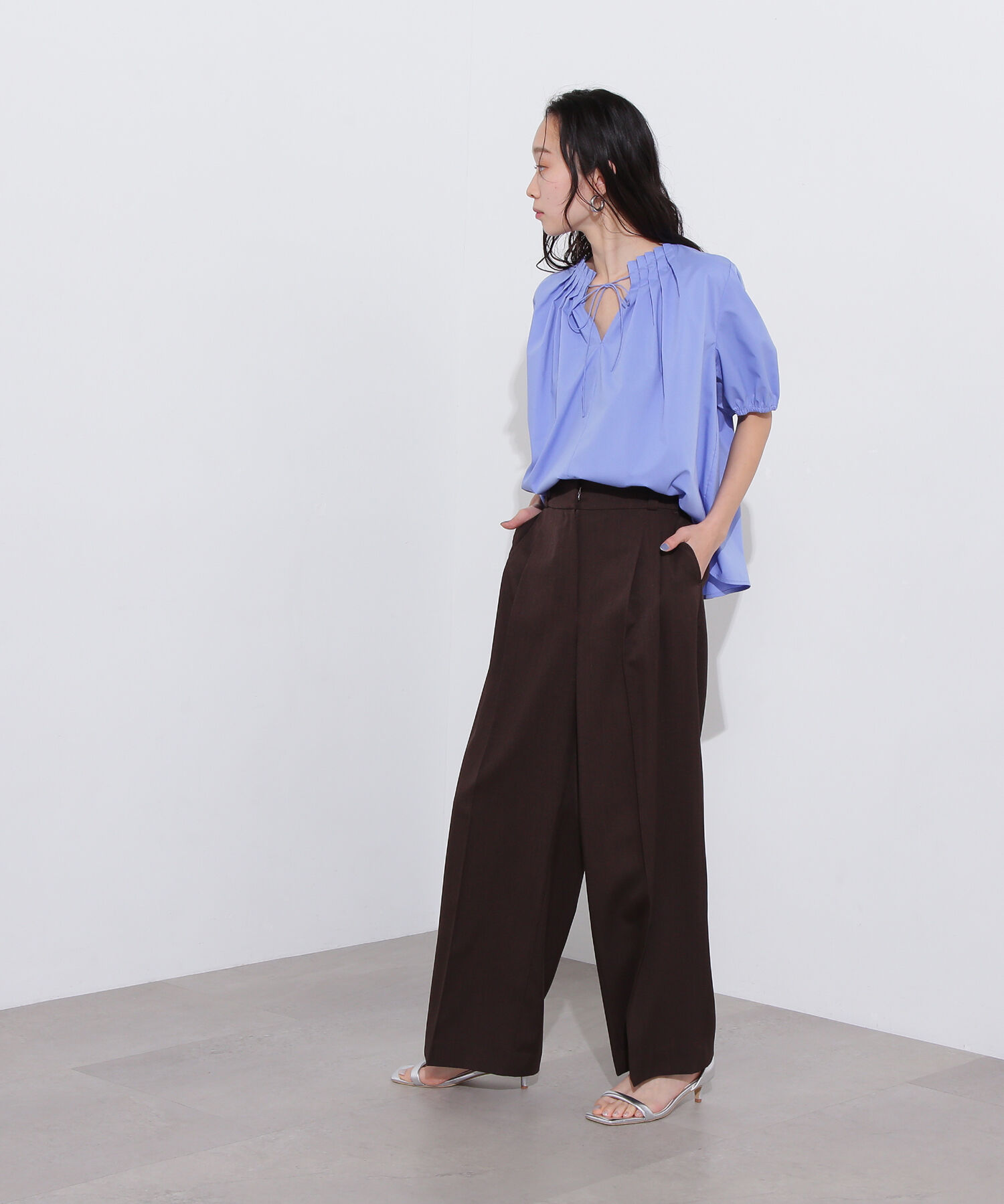  「タックカラーリボンブラウス」|シャツ・ブラウス|