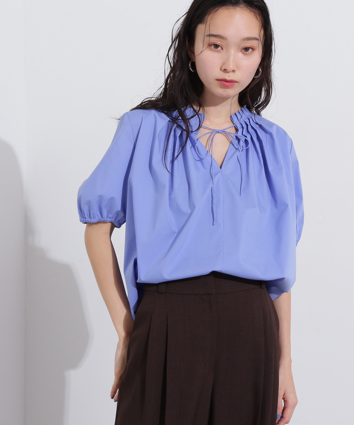  「タックカラーリボンブラウス」|シャツ・ブラウス|