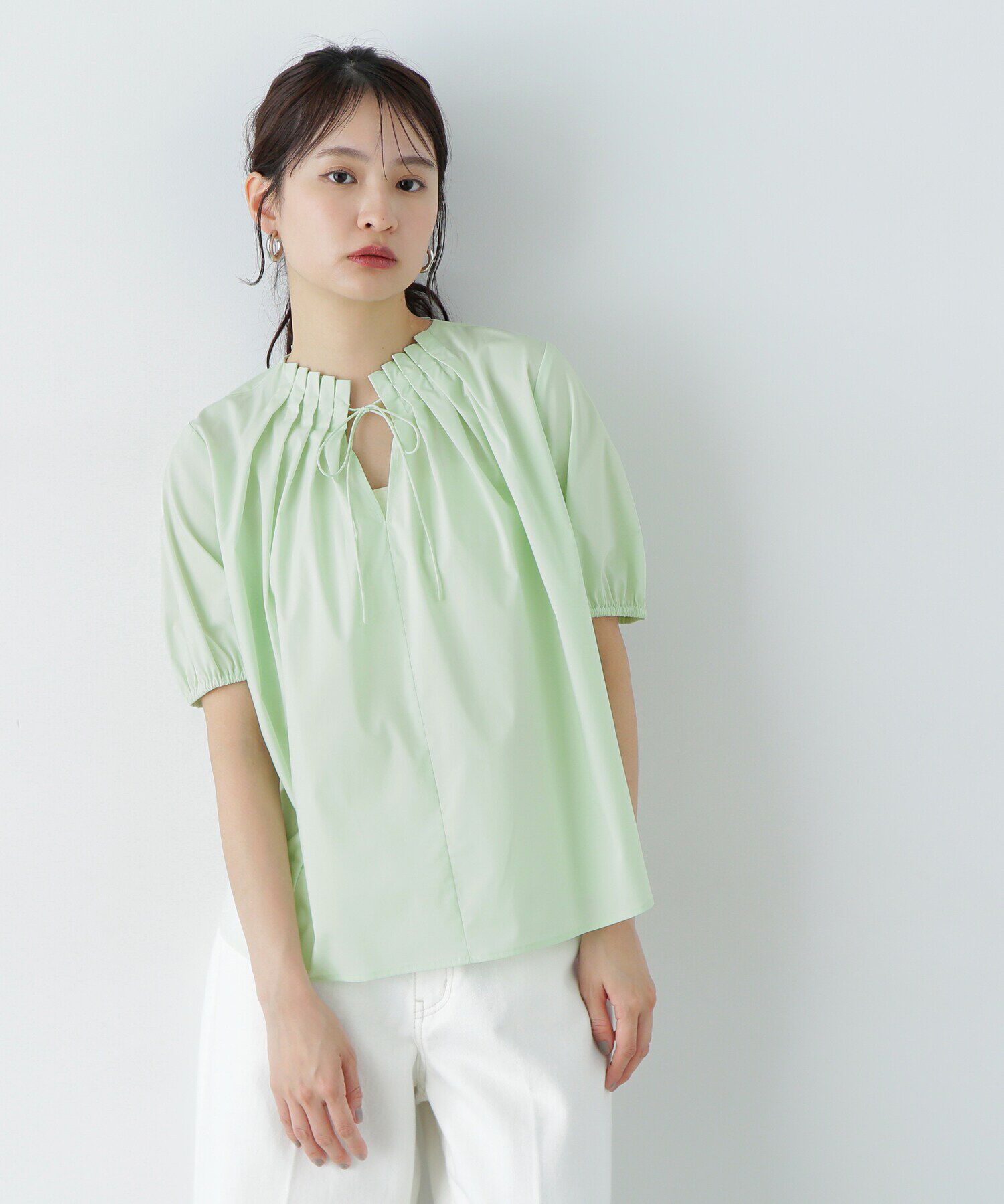  「タックカラーリボンブラウス」|シャツ・ブラウス|