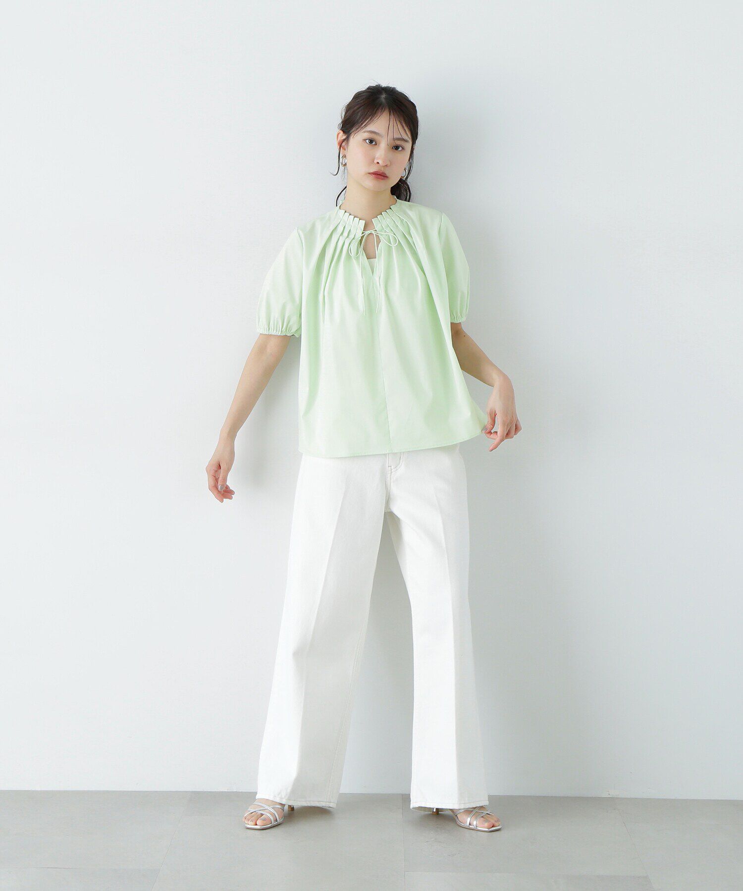  「タックカラーリボンブラウス」|シャツ・ブラウス|