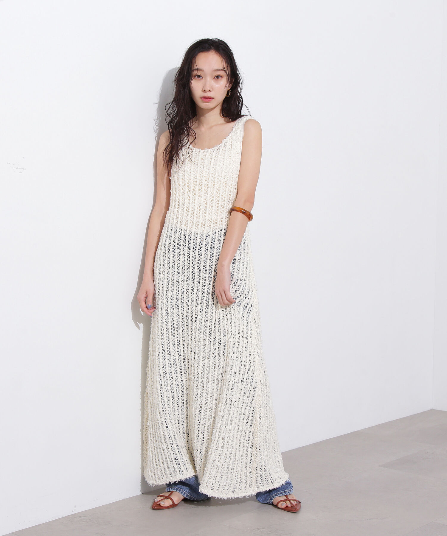  「メッシュニットワンピース」|ワンピース|オフ1