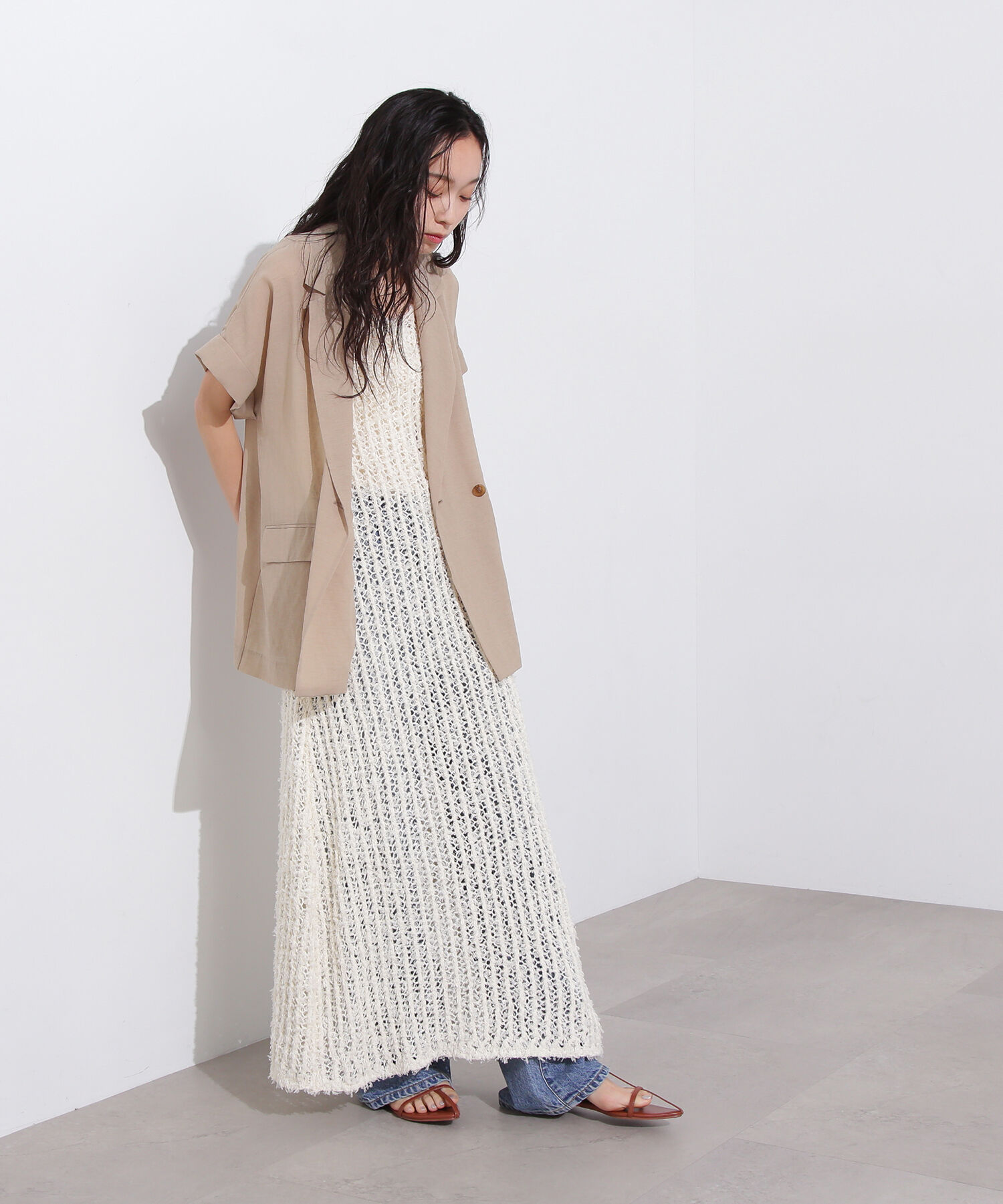  「メッシュニットワンピース」|ワンピース|