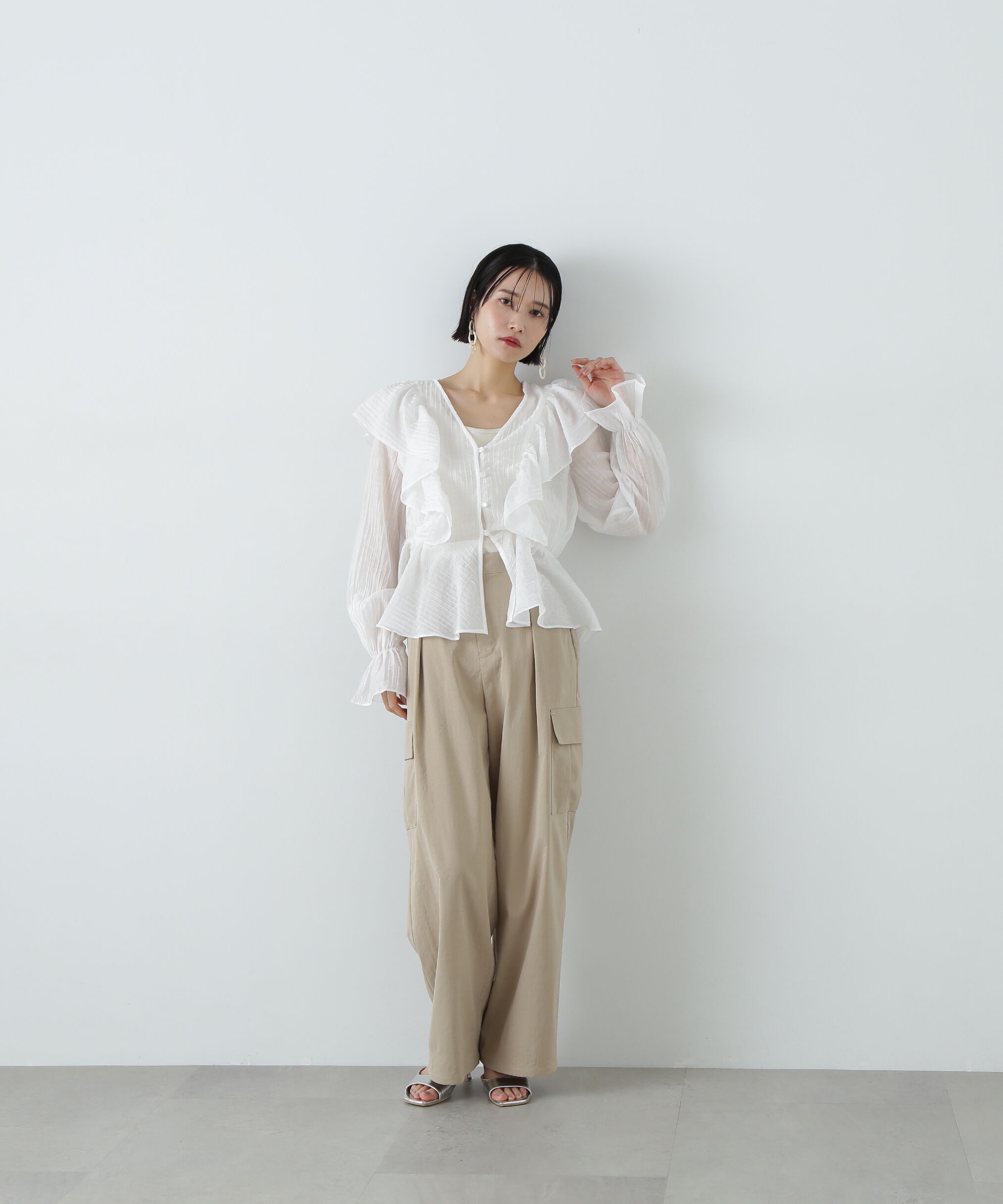  「シアーペプラムラッフルブラウス」|シャツ・ブラウス|