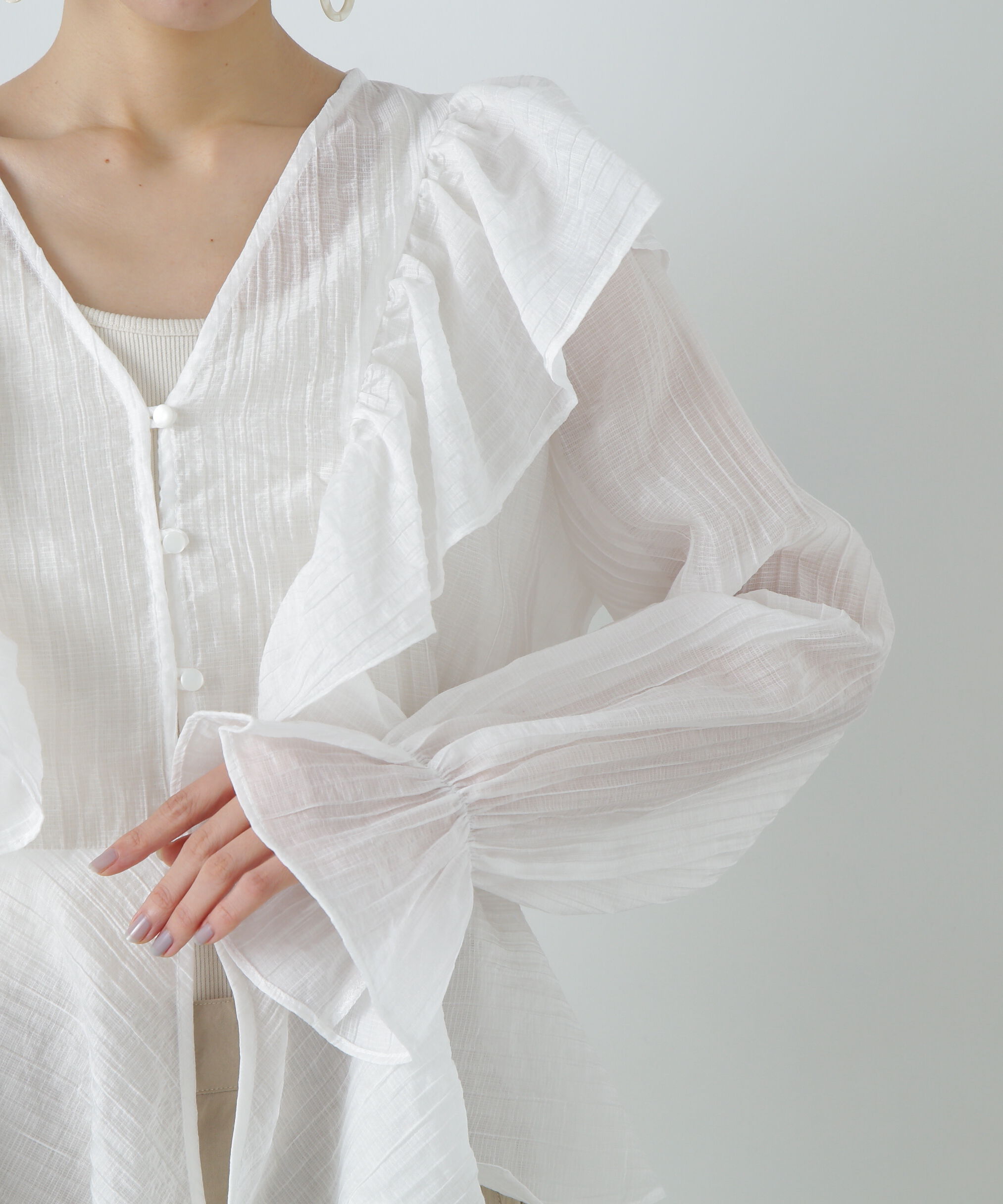 「シアーペプラムラッフルブラウス」|シャツ・ブラウス|