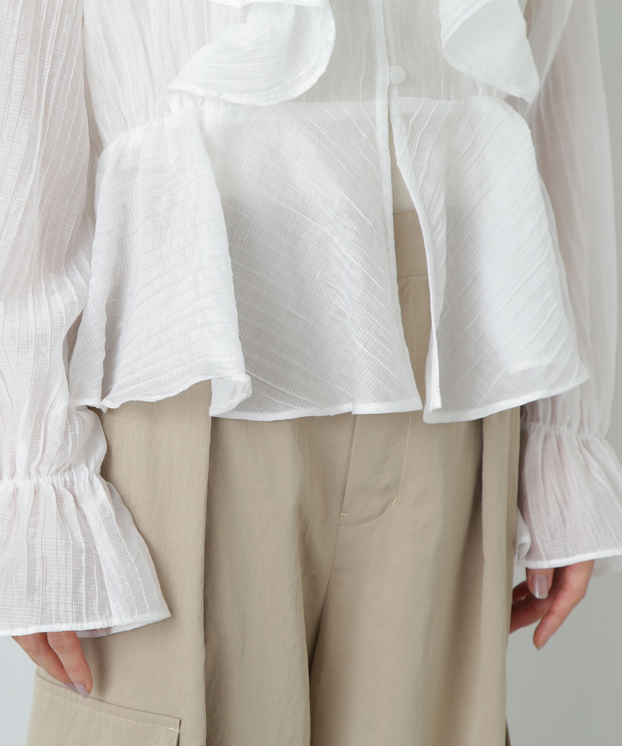  「シアーペプラムラッフルブラウス」|シャツ・ブラウス|