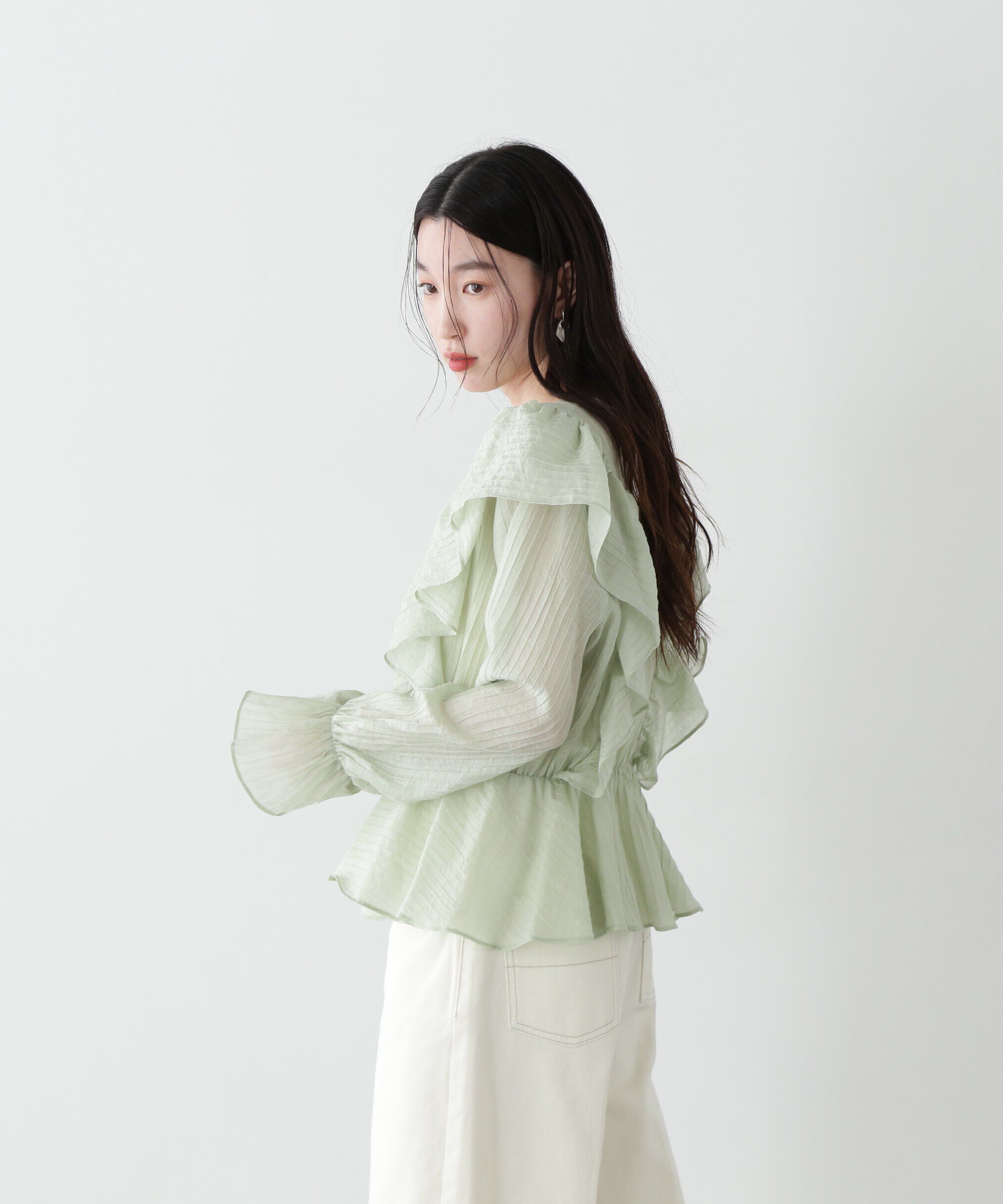  「シアーペプラムラッフルブラウス」|シャツ・ブラウス|