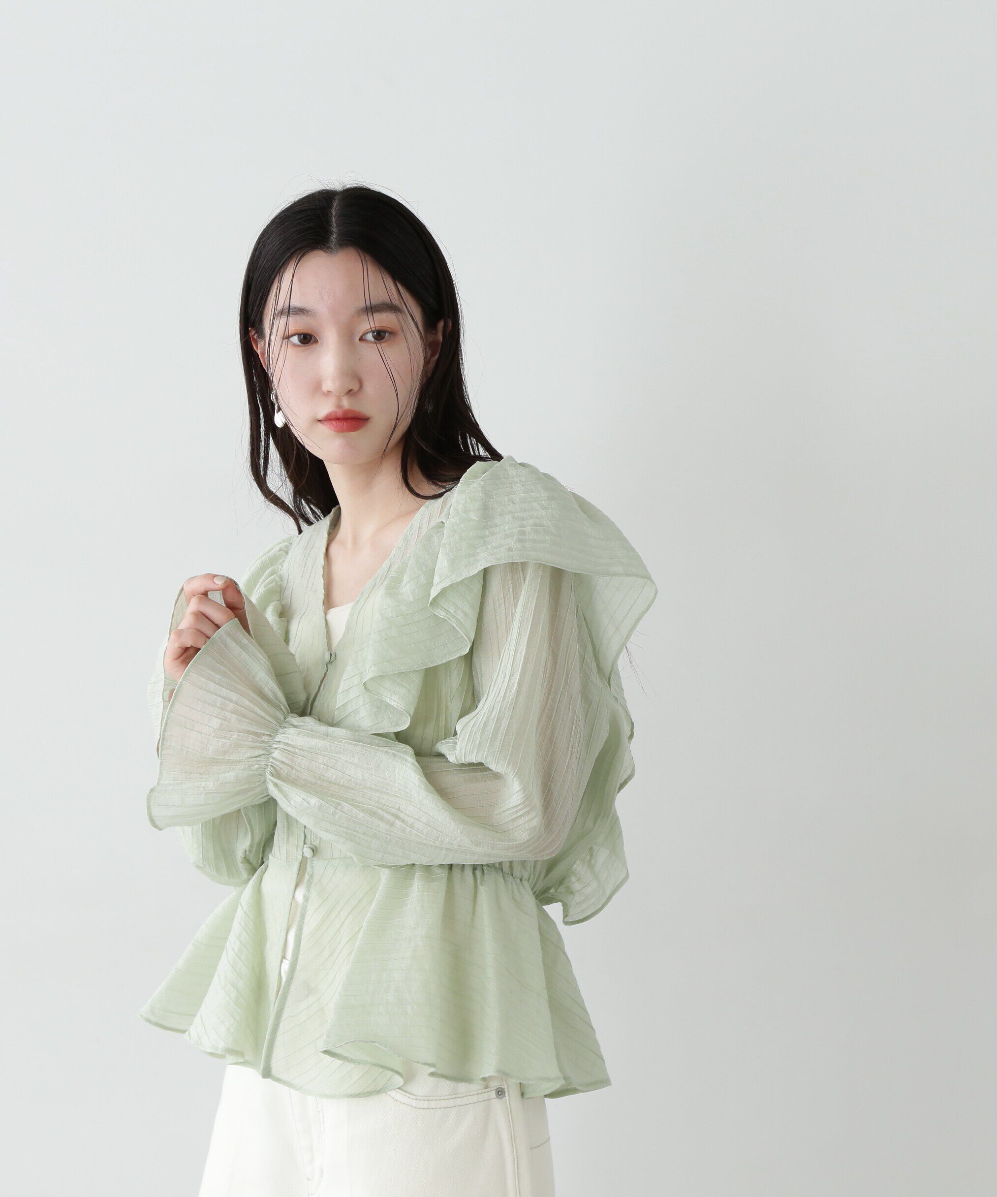 「シアーペプラムラッフルブラウス」|シャツ・ブラウス|