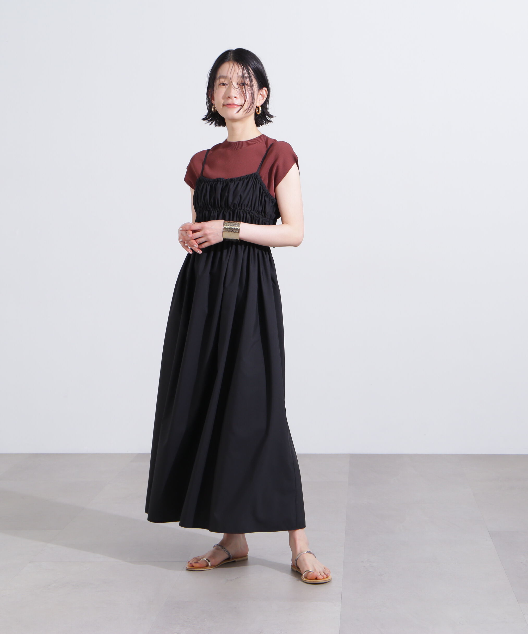  「バックオープンギャザーキャミワンピース」|ワンピース|