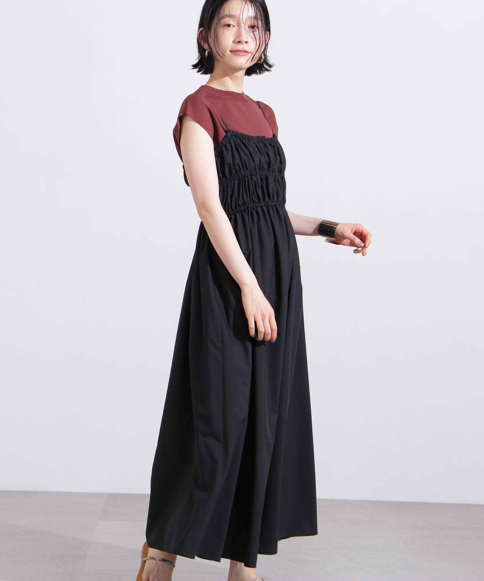  「バックオープンギャザーキャミワンピース」|ワンピース|