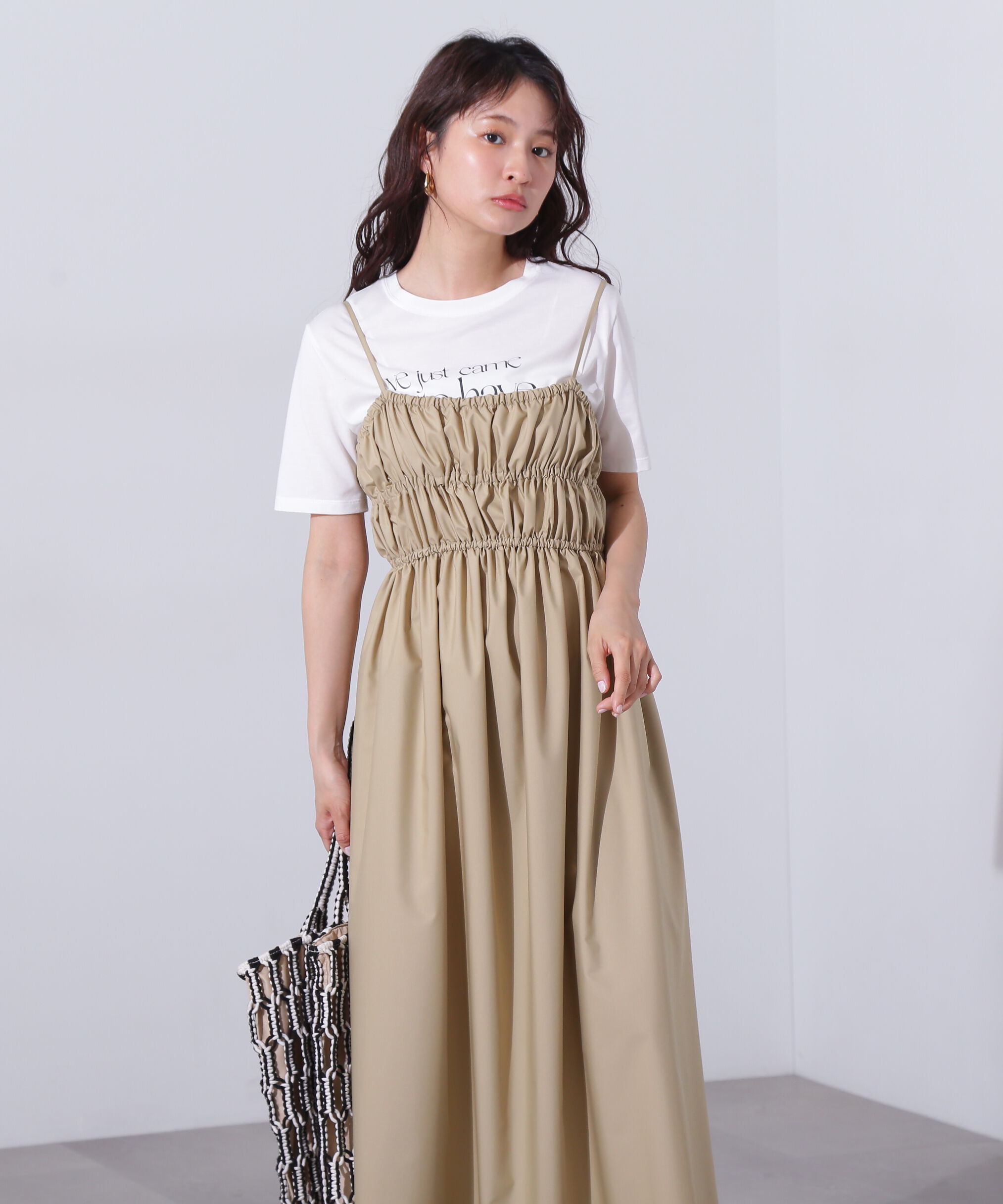  「バックオープンギャザーキャミワンピース」|ワンピース|