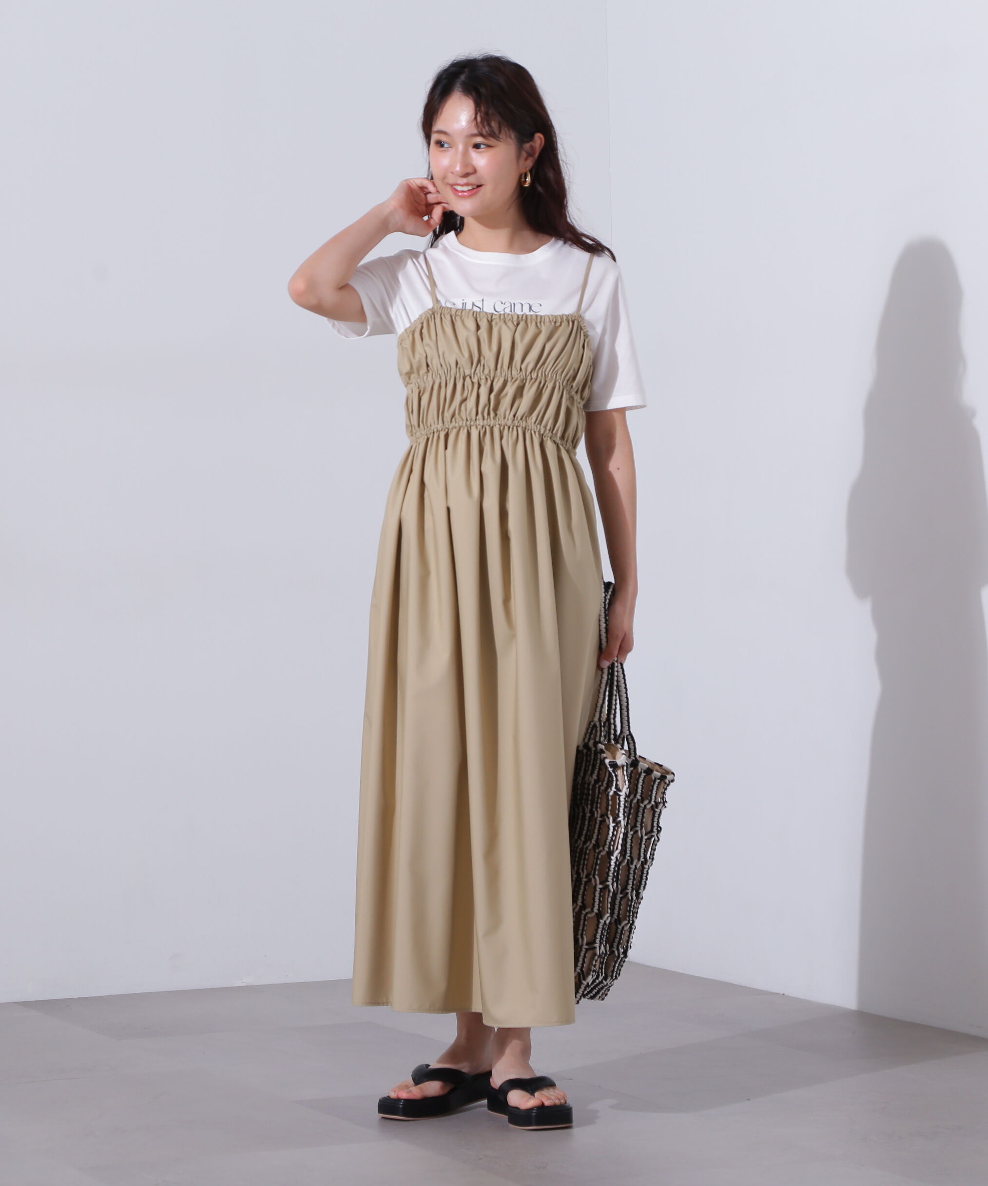  「バックオープンギャザーキャミワンピース」|ワンピース|