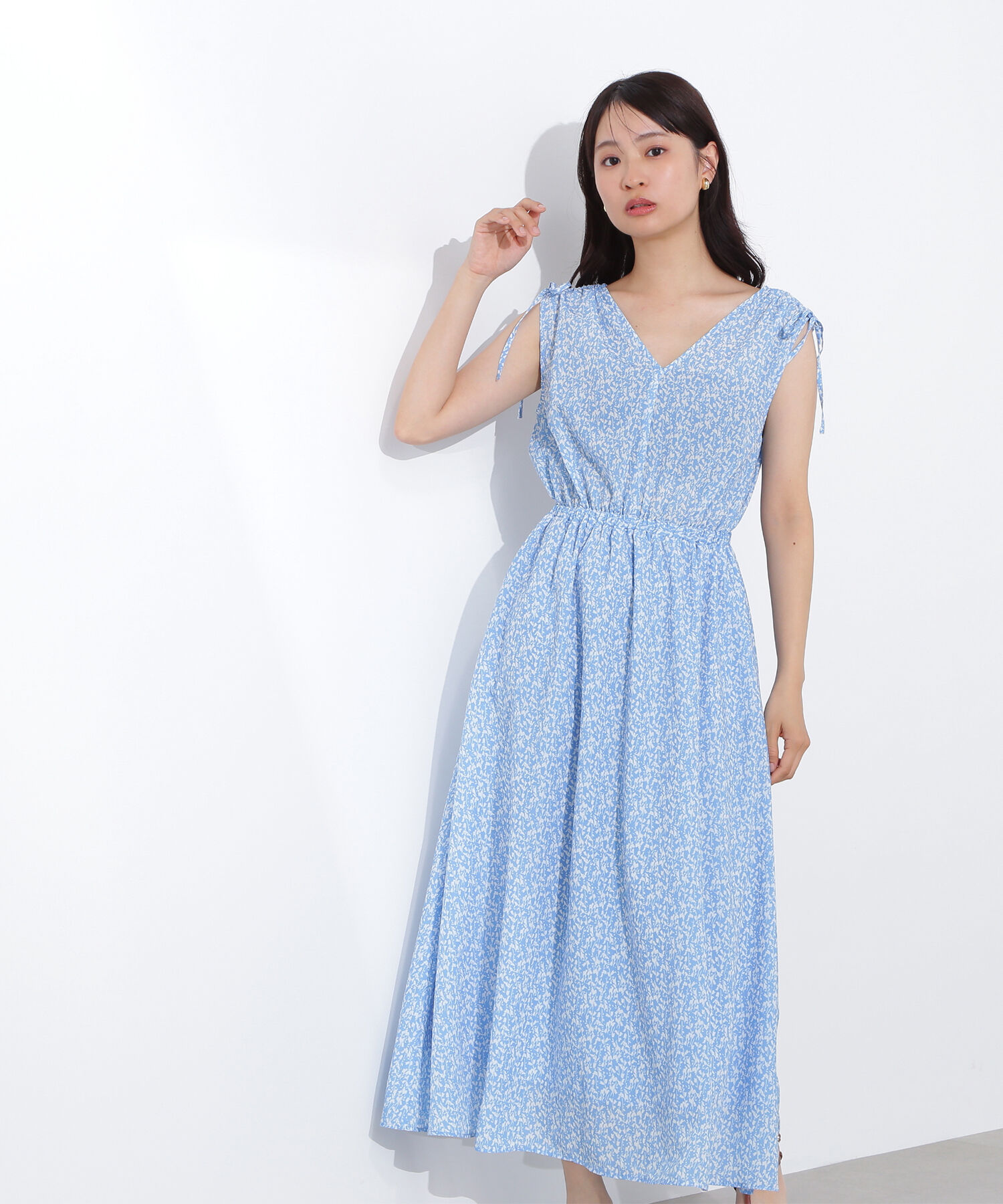  「フラワープリントノースリーブワンピース」|ワンピース|