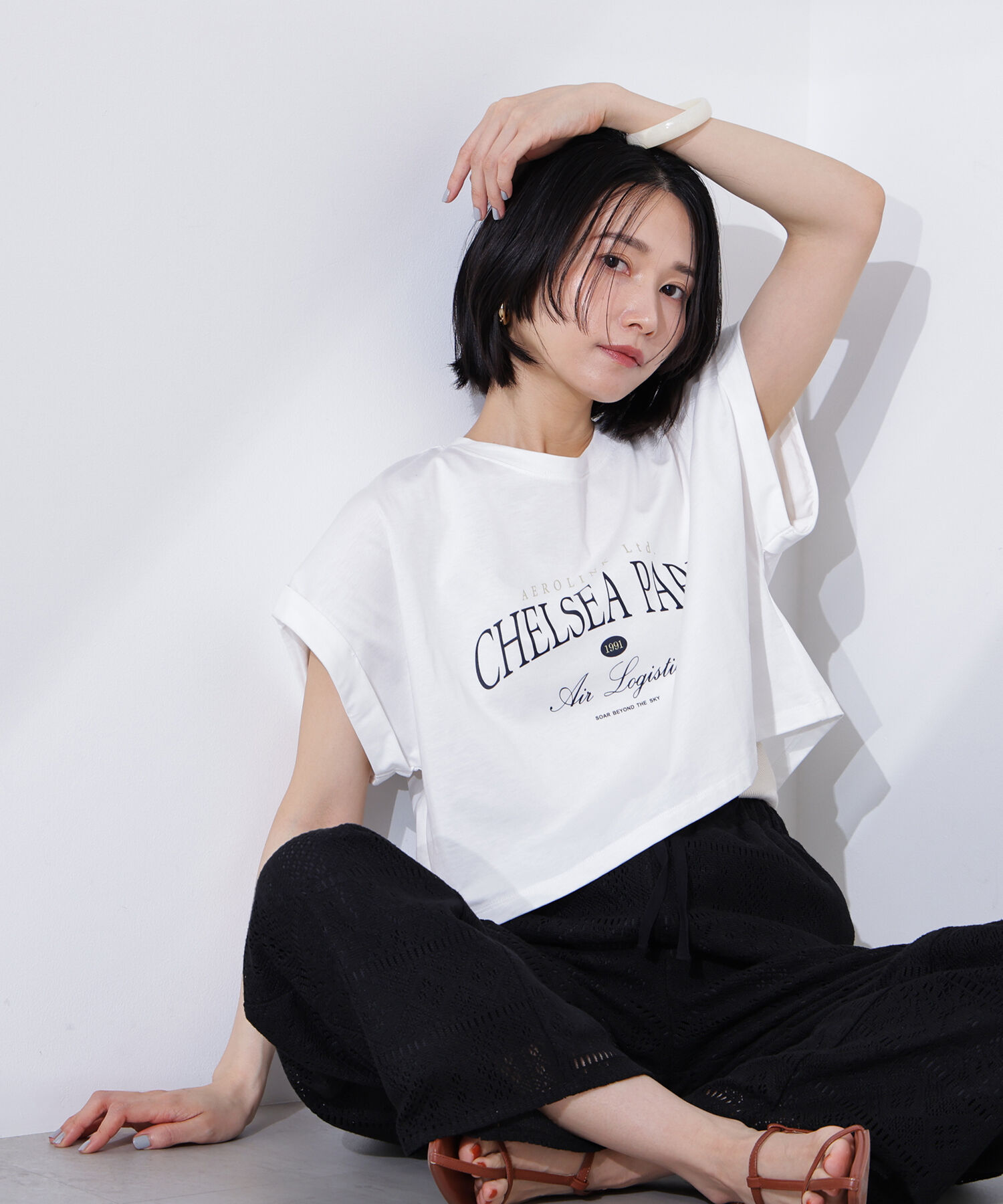  「クロップドカレッジロゴTシャツ」|Tシャツ・カットソー|オフ1