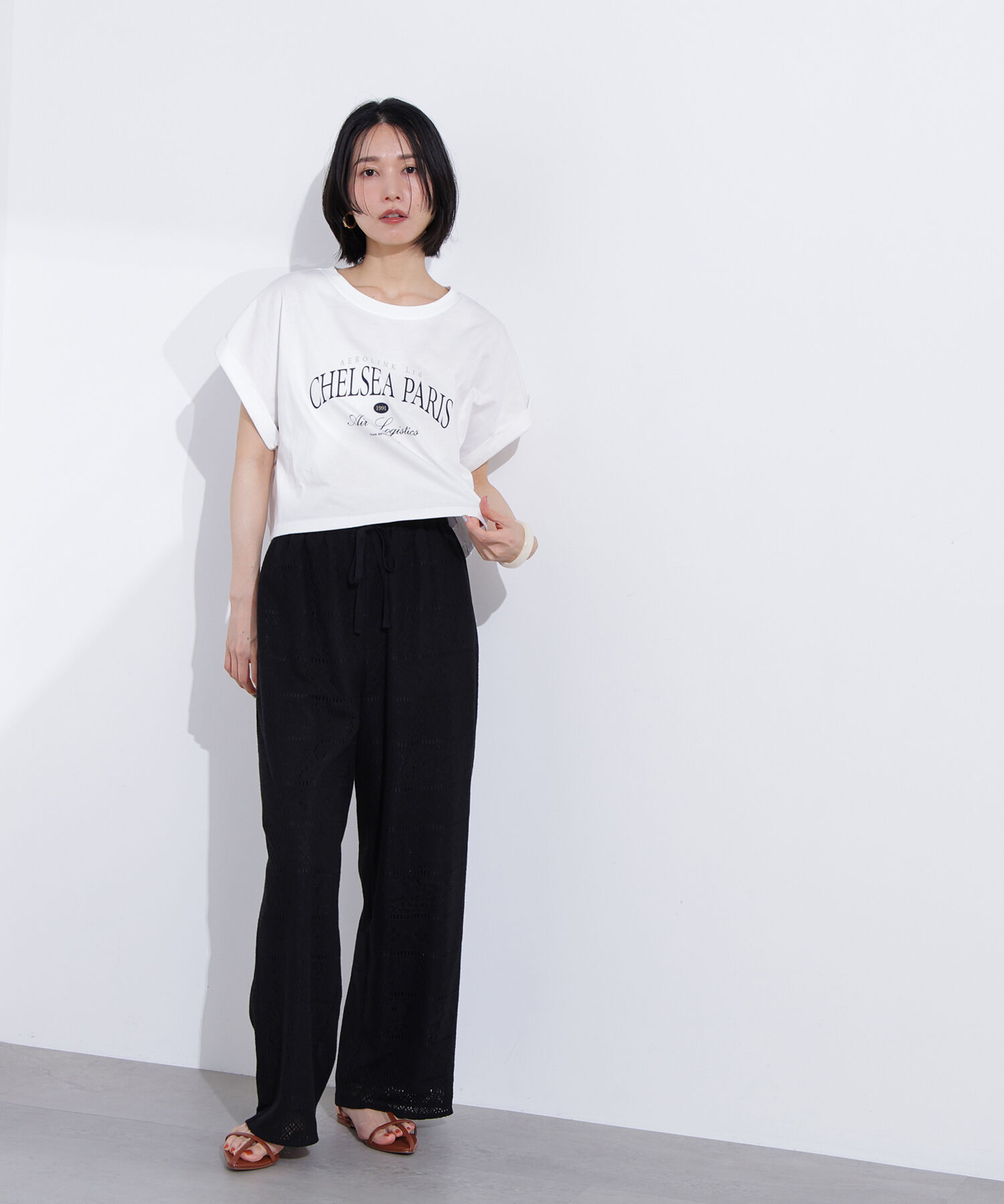  「クロップドカレッジロゴTシャツ」|Tシャツ・カットソー|