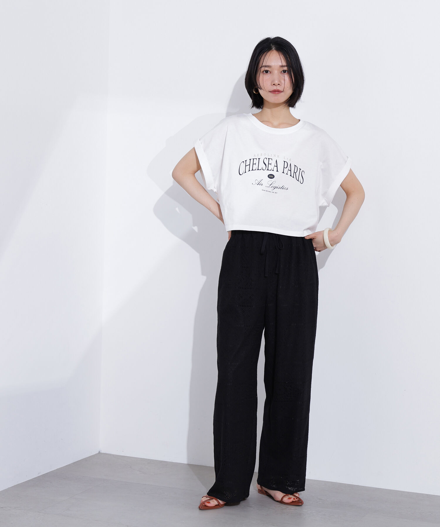  「クロップドカレッジロゴTシャツ」|Tシャツ・カットソー|