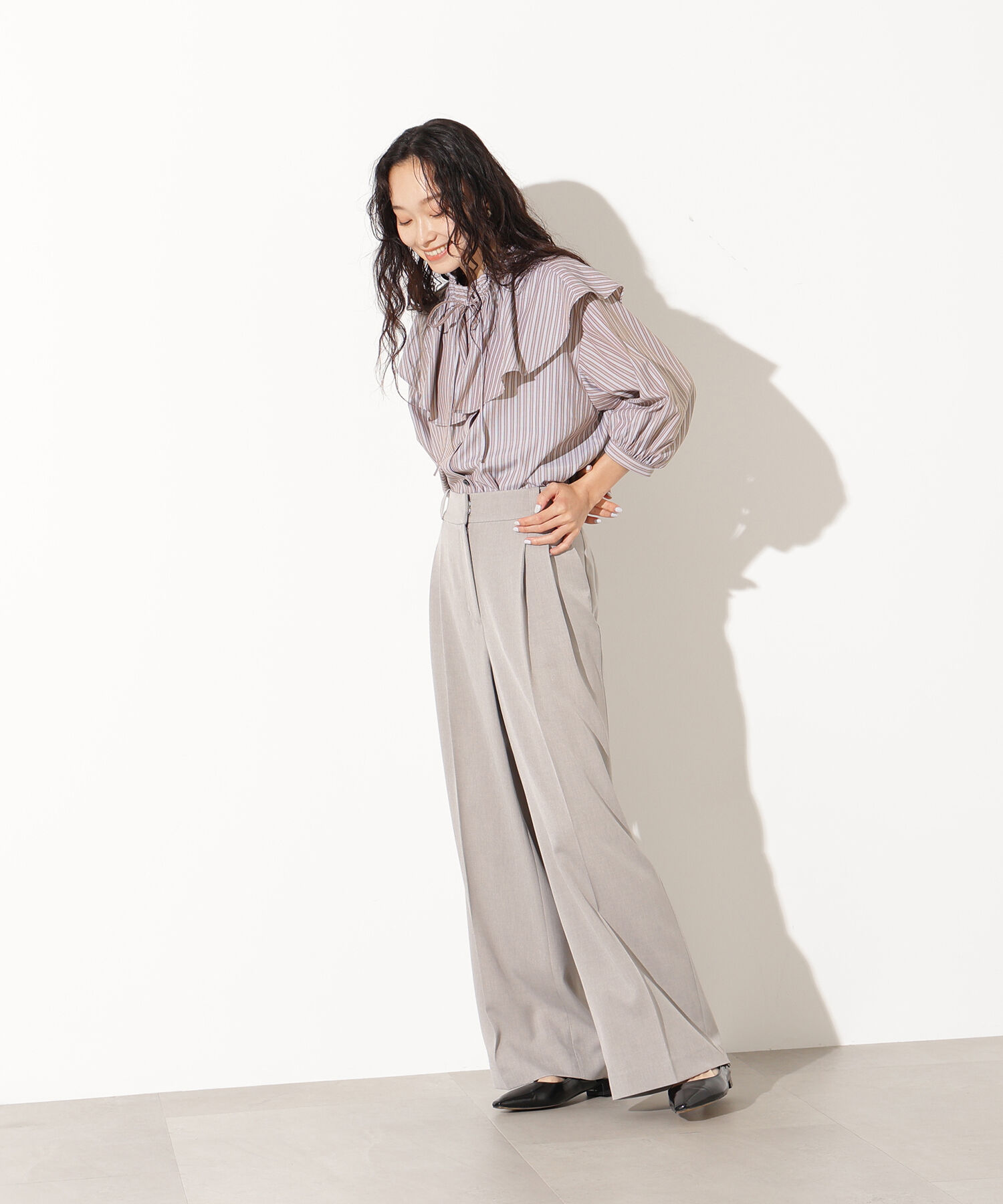  「ﾗｯﾌﾙｶﾗｰｽﾄﾗｲﾌﾟﾌﾞﾗｳｽ《ｲｴﾛｰｽﾄﾗｲﾌﾟ:official sit」|シャツ・ブラウス|