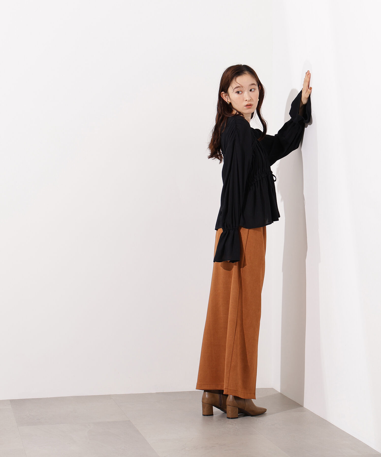  「楊柳シャーリングリボンブラウス」|シャツ・ブラウス|