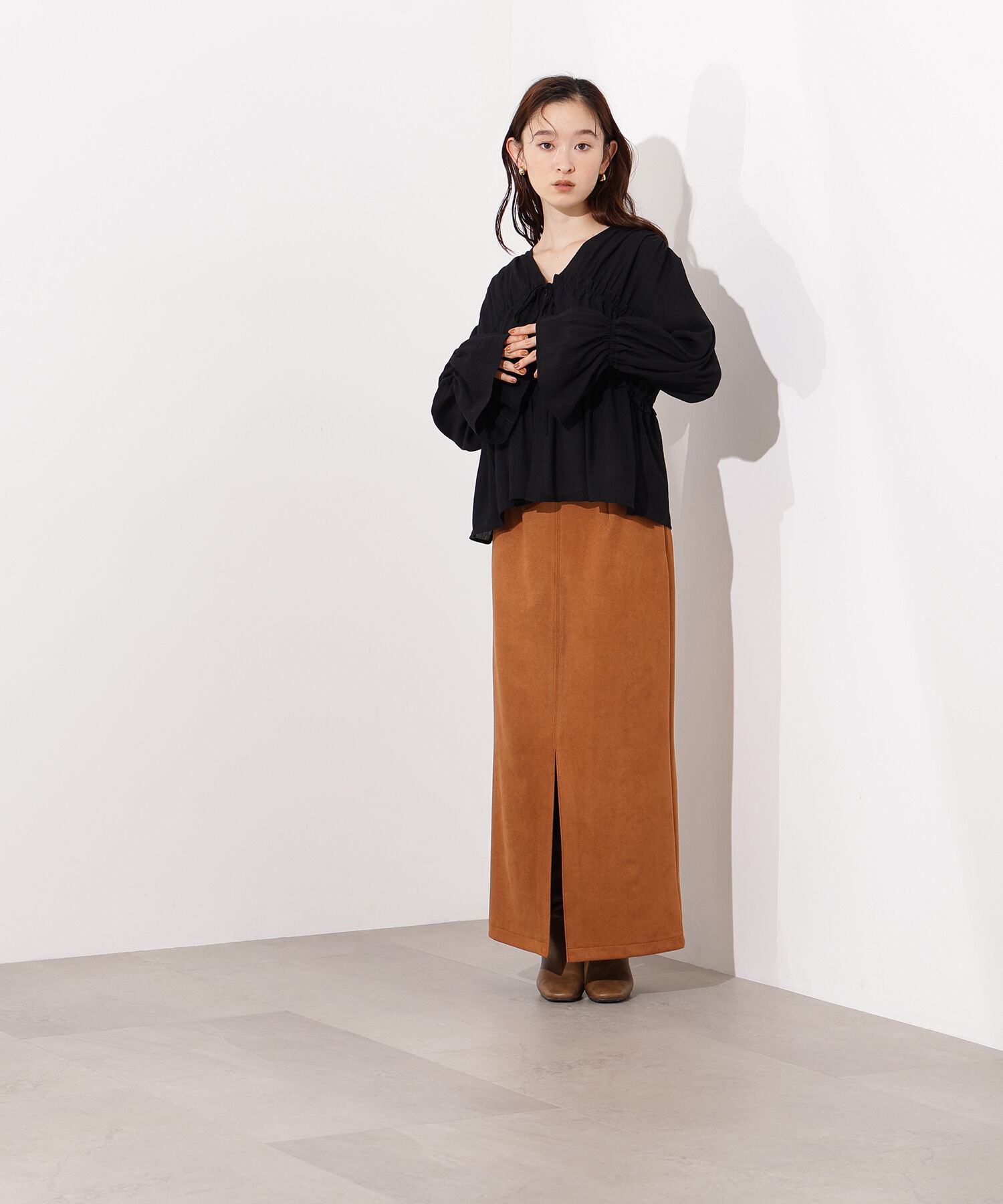  「楊柳シャーリングリボンブラウス」|シャツ・ブラウス|