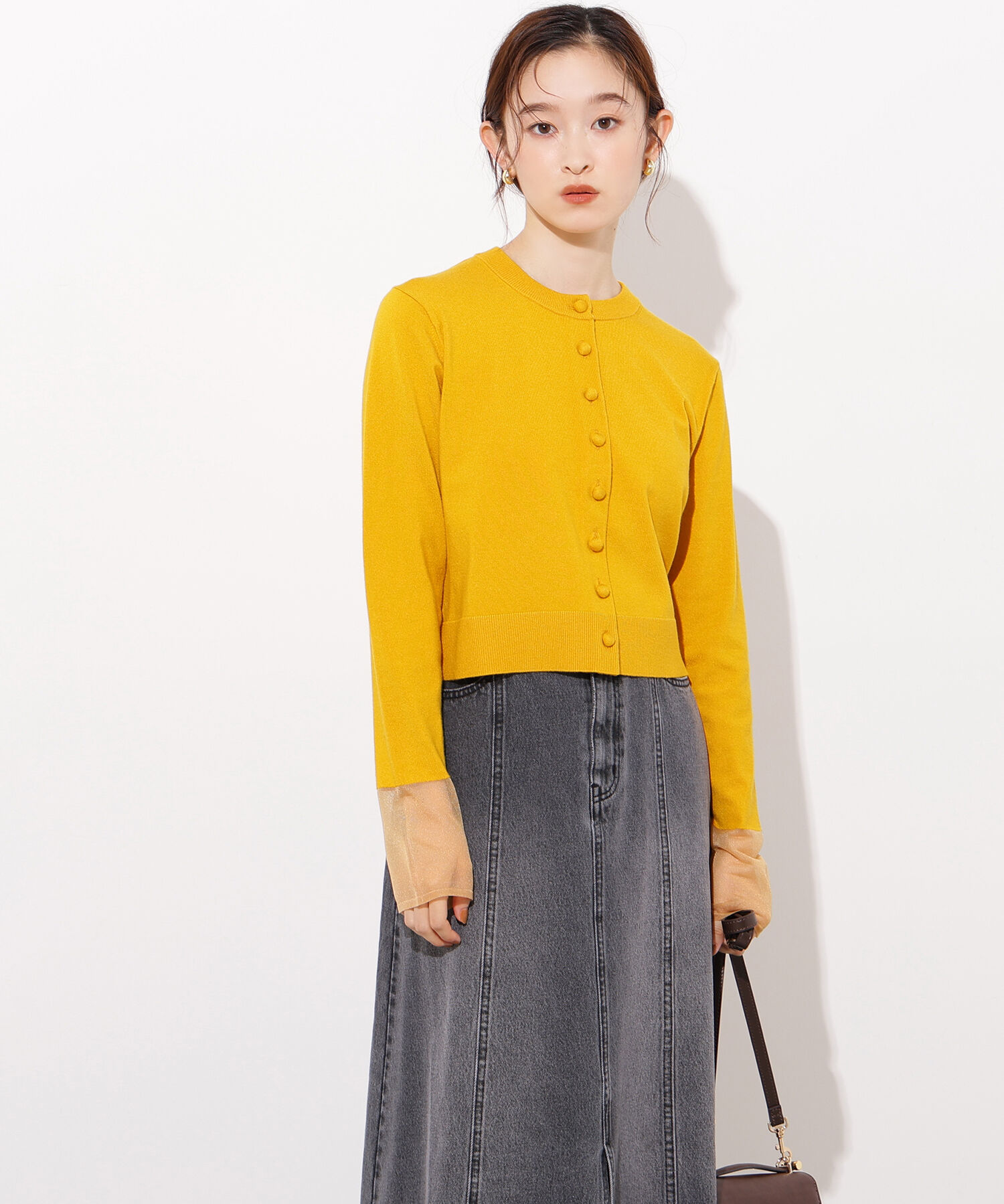  「シアーカフスコンパクトカーデ」|ニット・セーター|