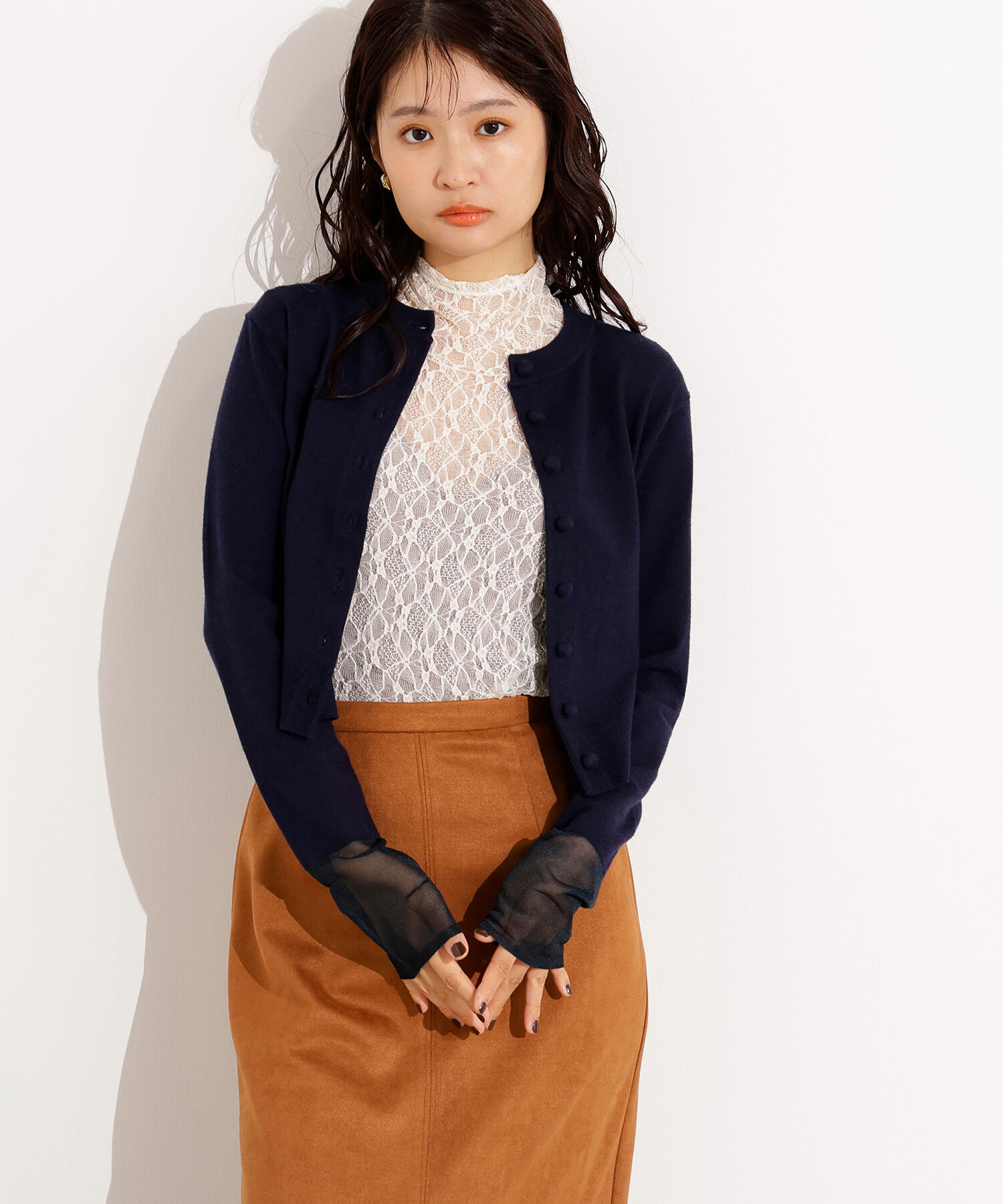  「シアーカフスコンパクトカーデ」|ニット・セーター|