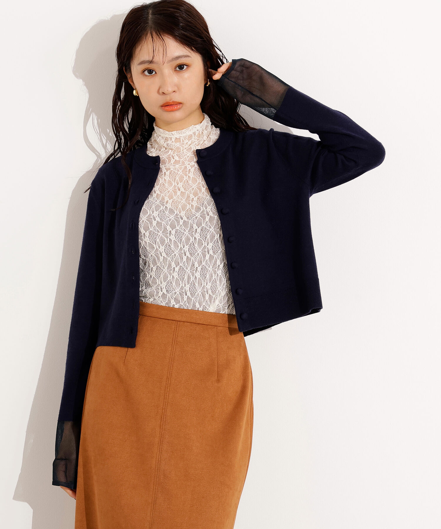  「シアーカフスコンパクトカーデ」|ニット・セーター|