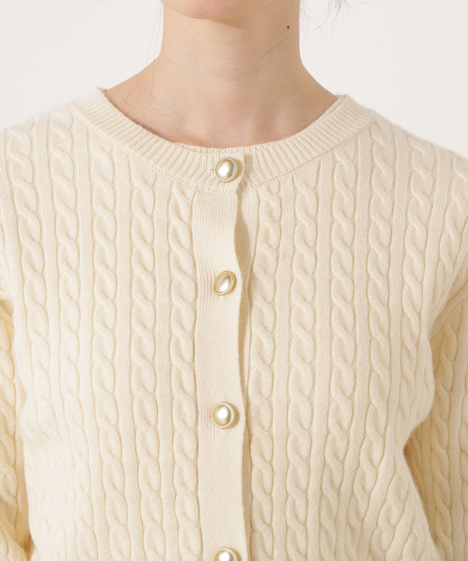  「メタルボタンケーブルアンサンブル」|ニット・セーター|