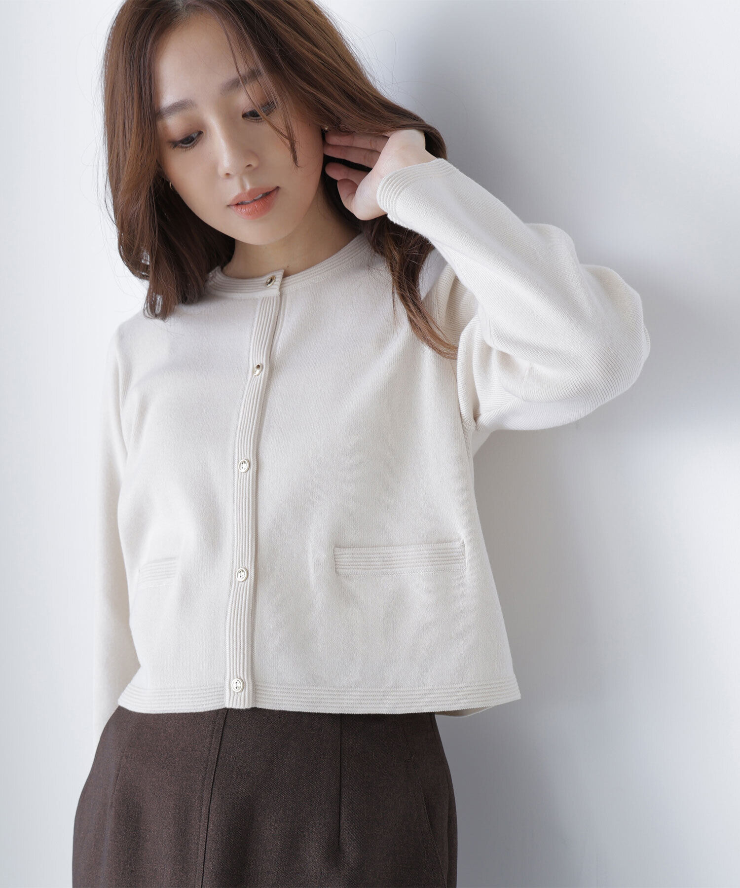  「シルクブレンドカーディガン」|ニット・セーター|アイボリー1