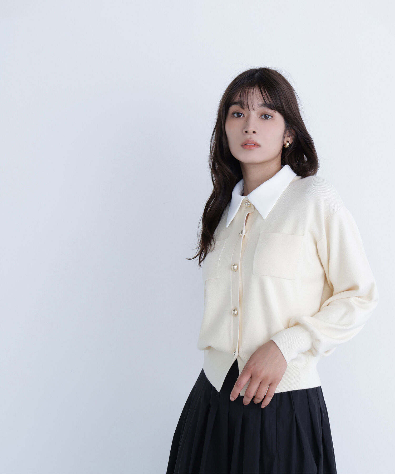  「2wayカラーニットジャケット」|ニット・セーター|