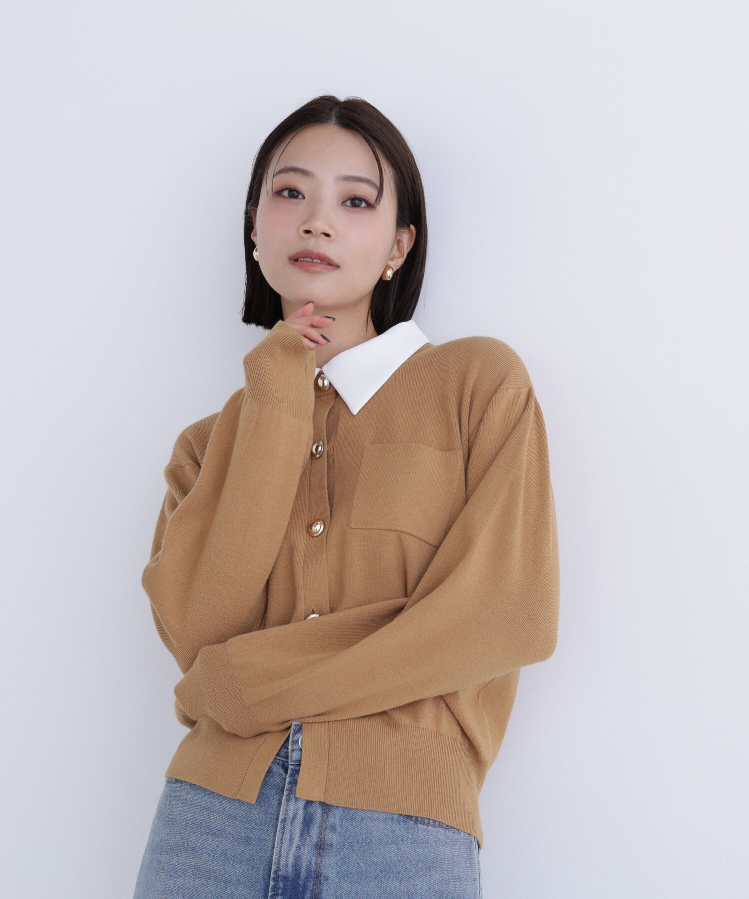  「2wayカラーニットジャケット」|ニット・セーター|