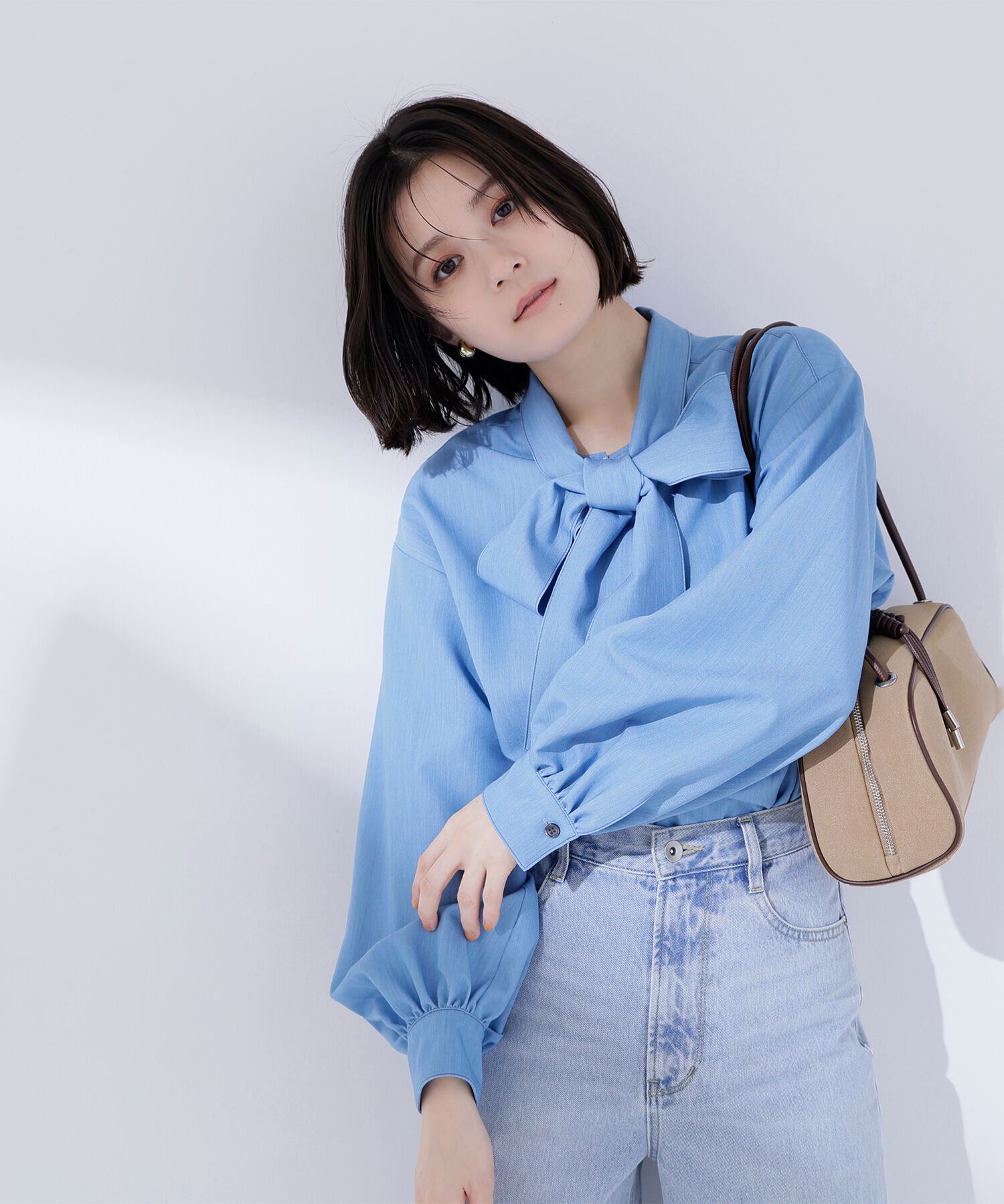  「シャンブレーボウタイブラウス」|シャツ・ブラウス|