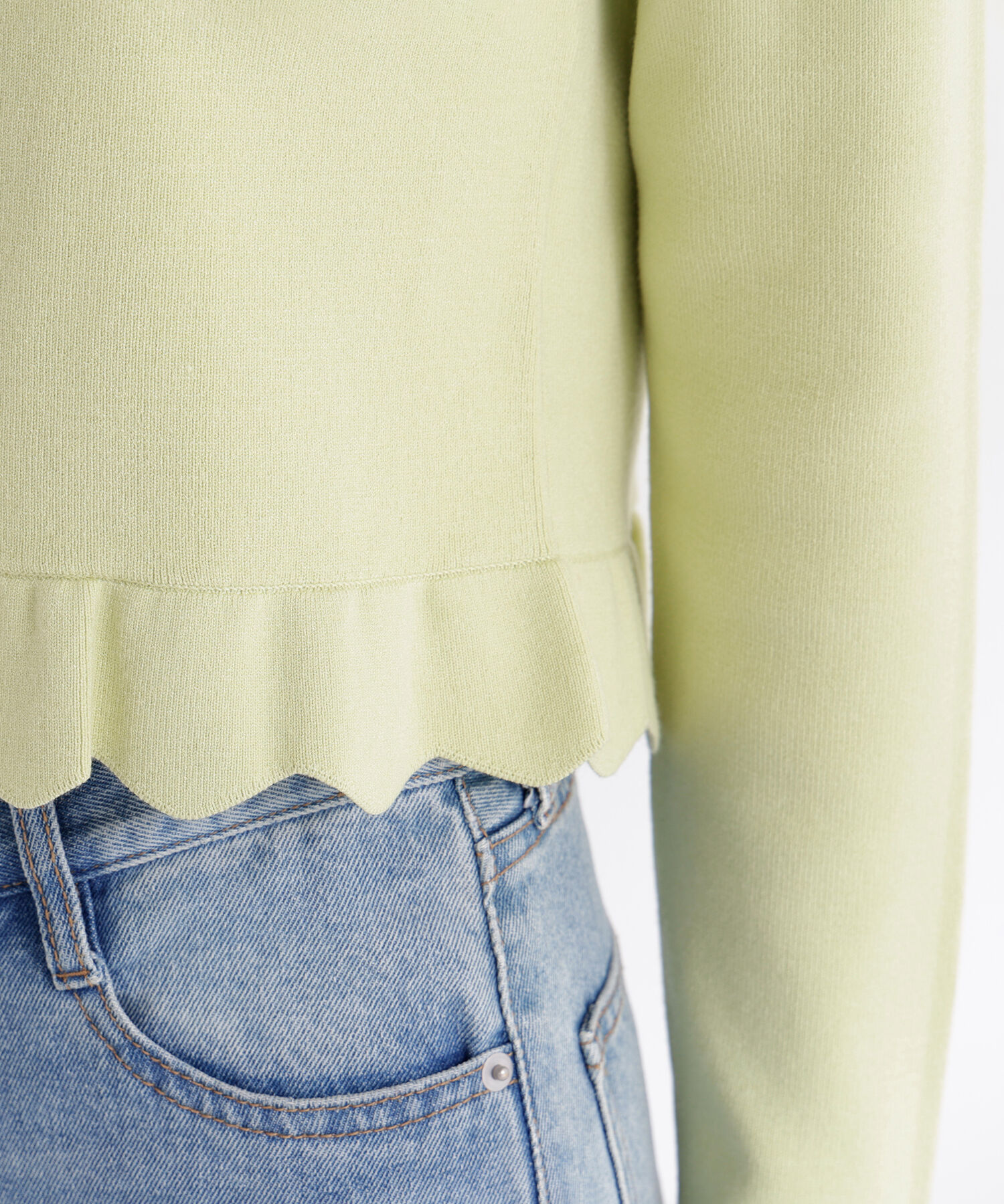  「メタルボタンフリルカーディガン」|ニット・セーター|