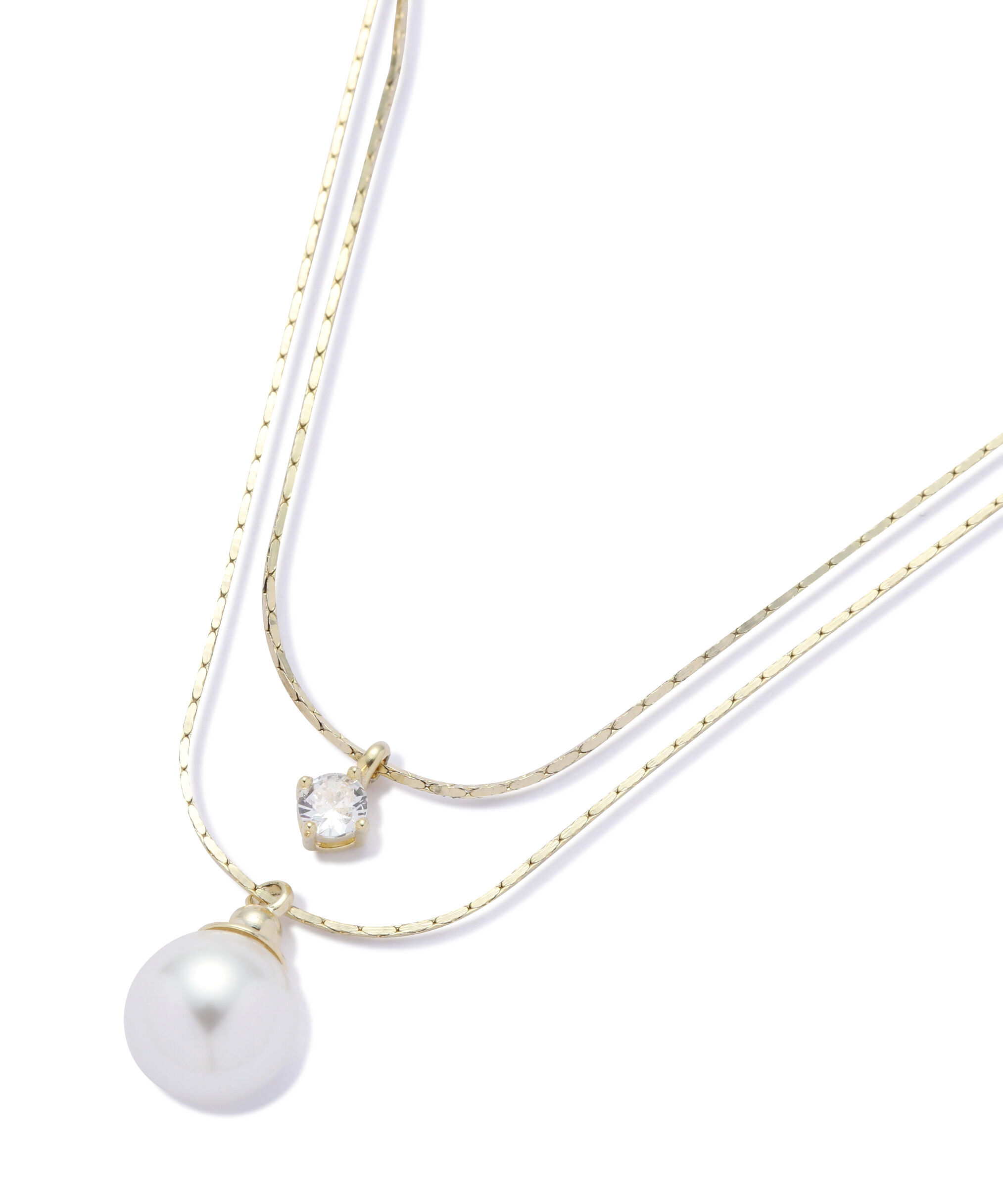  「パール＆ストーンプチペンダント」|ネックレス|